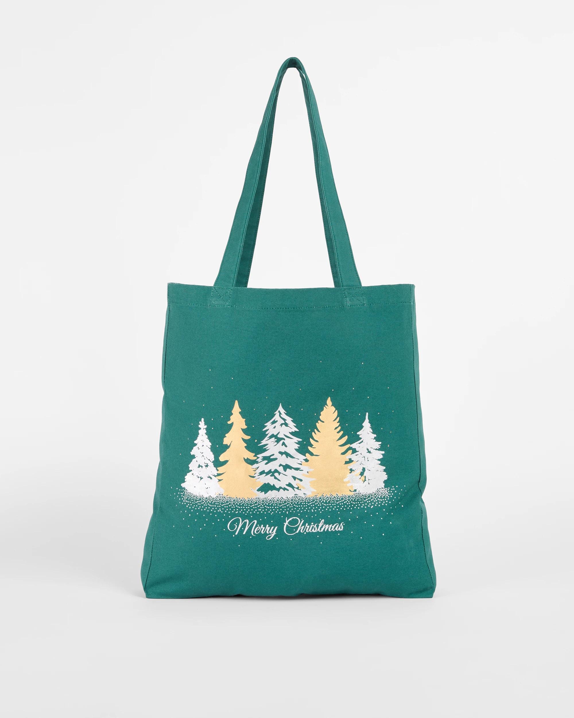 1 Target Woman Christmas Canvas Shopper Tote Bag, Red Bows — Large Cotton Shopper (37 X 8 X 40 Cm) GREEN CHRISTMAS TREE, 1 of 2