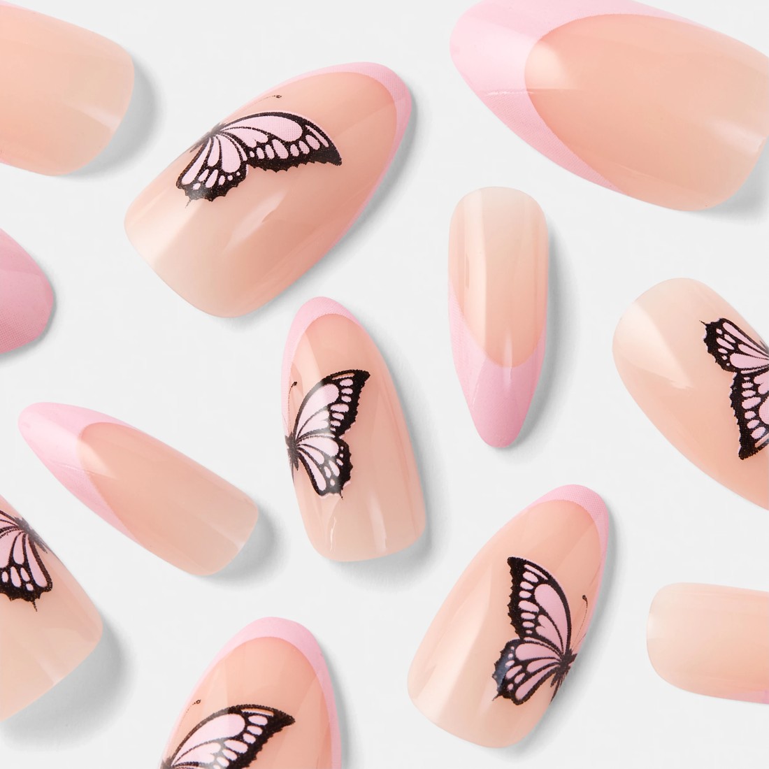 4 OXX Cosmetics 24 Pack Artificial Nails with Adhesive - Stiletto Shape, Butterfly, 4 of 5