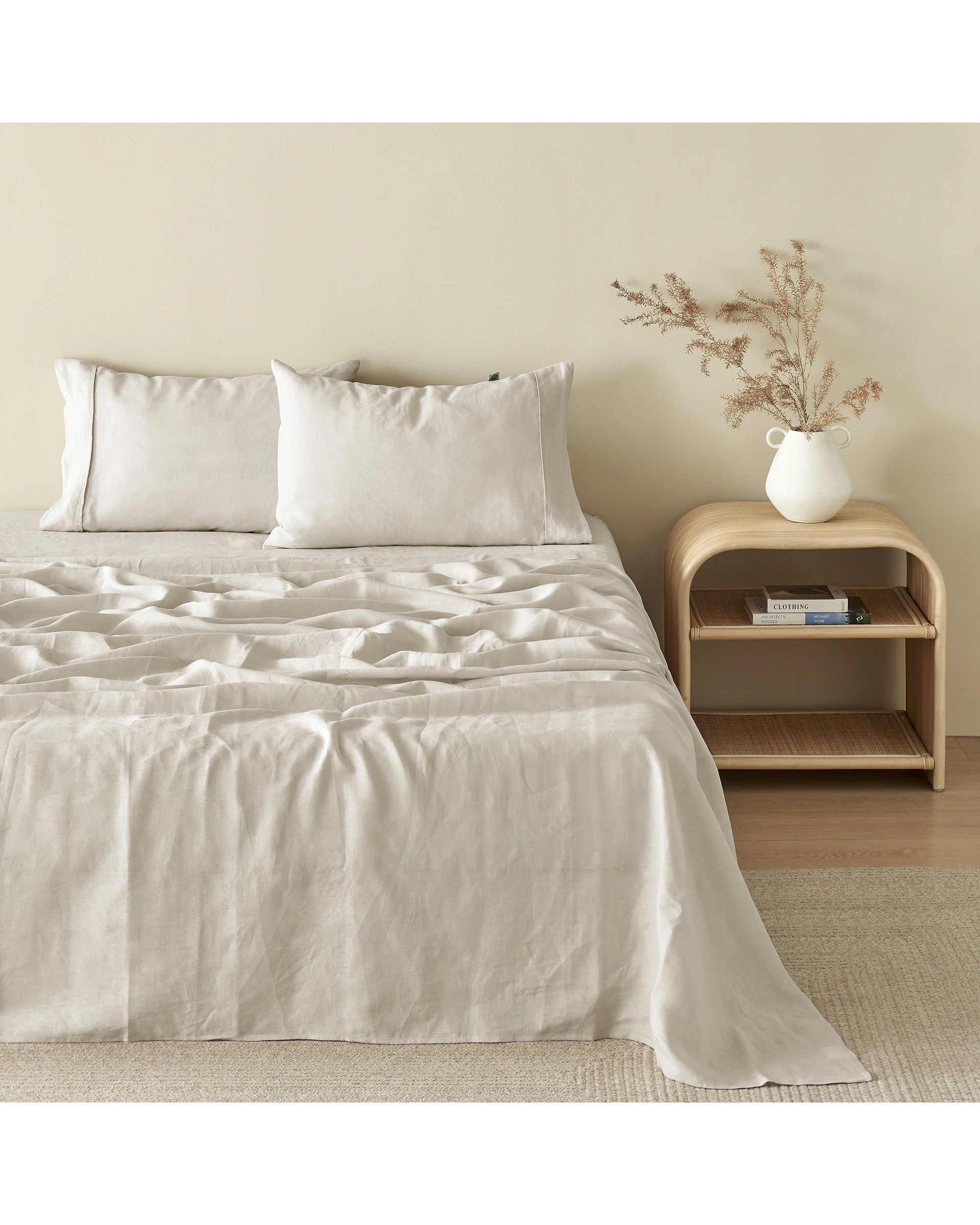 1 Natural Home 100% European Flax Linen Sheet Set - Single Bed - Natural, 1 of 6
