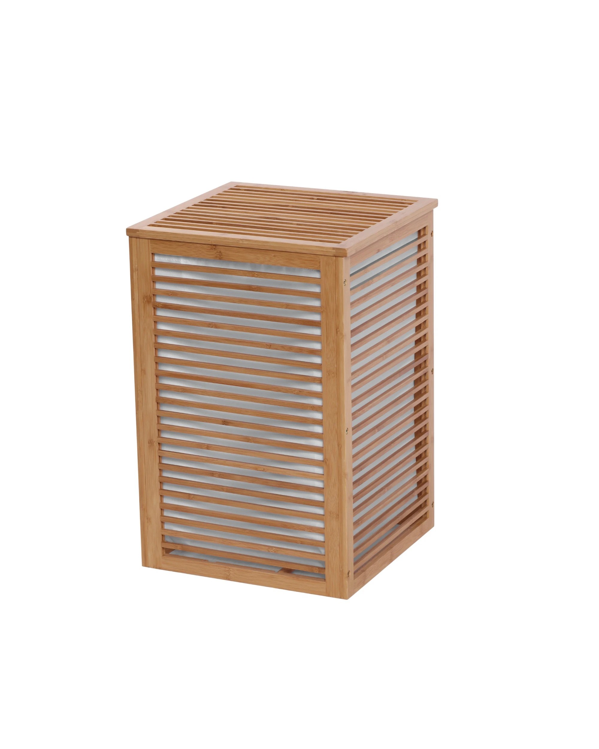 1 Sherwood Home Foldable Bamboo Laundry with Lid Large 38.8x38.8x58cm - Natural, 1 of 8