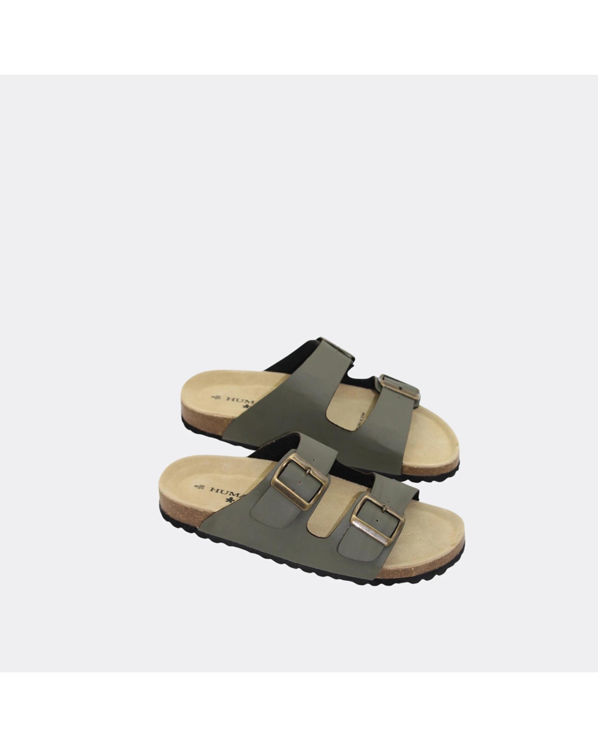 5 Human Shoes Ibiza Women's Slip On Sandals Double Buckle Ocelot VINTAGE GREEN, 5 of 7