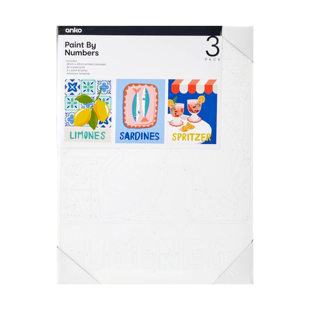 1 3 Pack Paint by Numbers - Mediterranean Vibes, 1 of 3