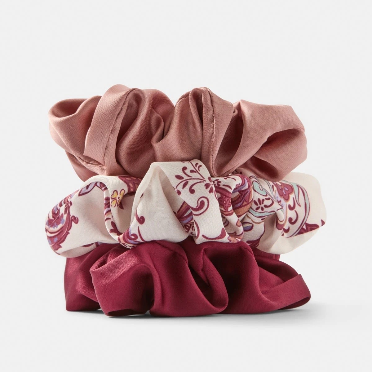 1 3 Pack Satin Paisley Hair Scrunchies, 1 of 4