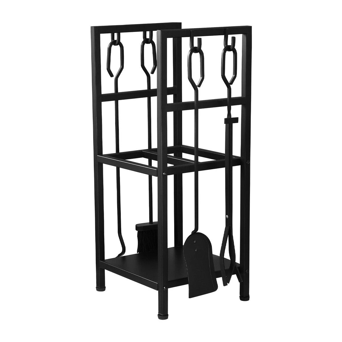 4 Ausway Fire Place Tool Kit 5in1 Firewood Storage Rack Firepit Wood Holder Campfire Metal Stove Log Carrier Stand, 4 of 4