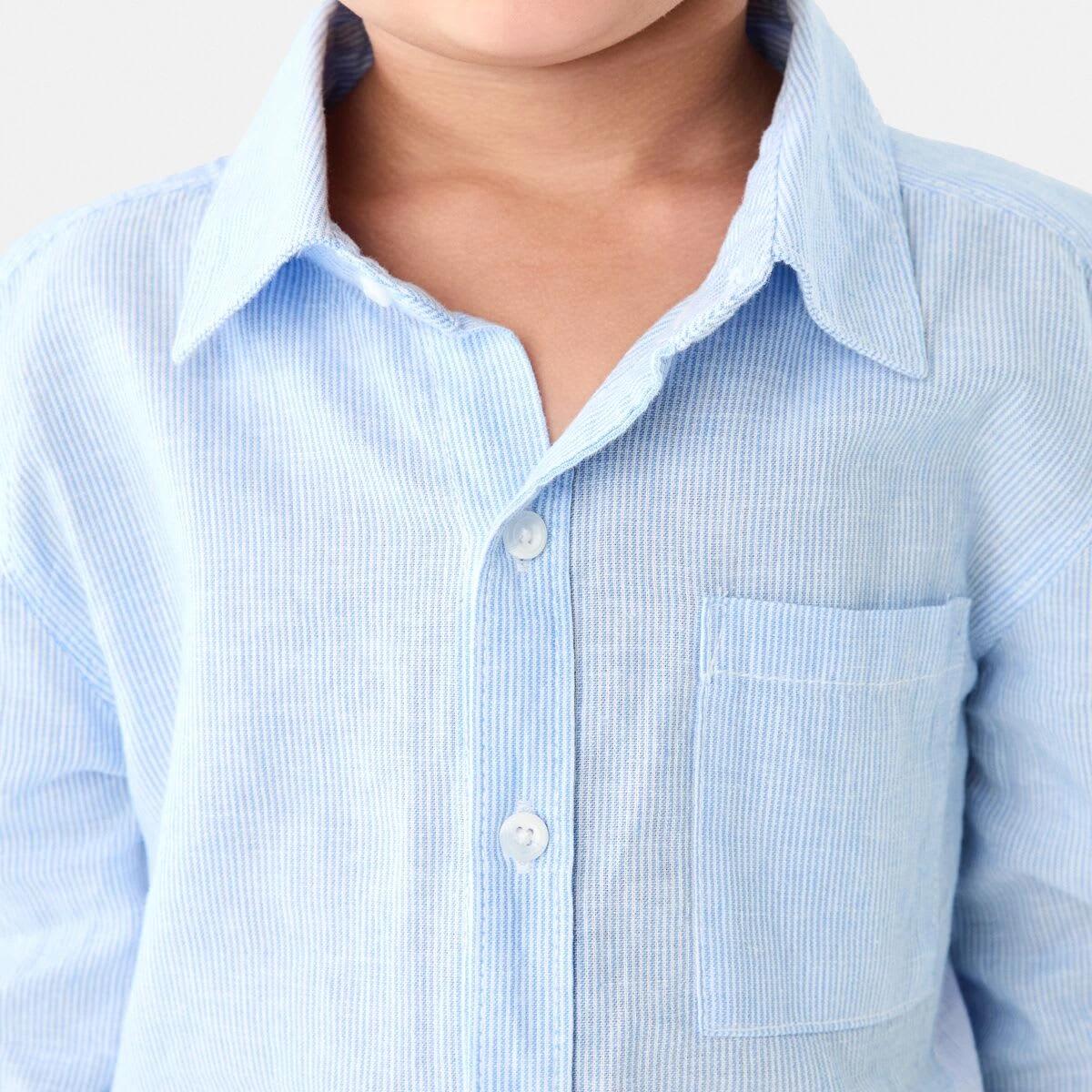 5 Long Sleeve Linen Shirt BLUE STRIPE, 5 of 9