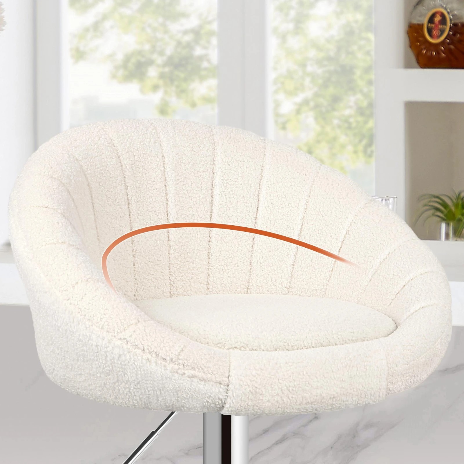 3 Alfordson 2x Bar Stools Gas Lift Sherpa Bar Chairs Kitchen Swivel - Beige, 3 of 9