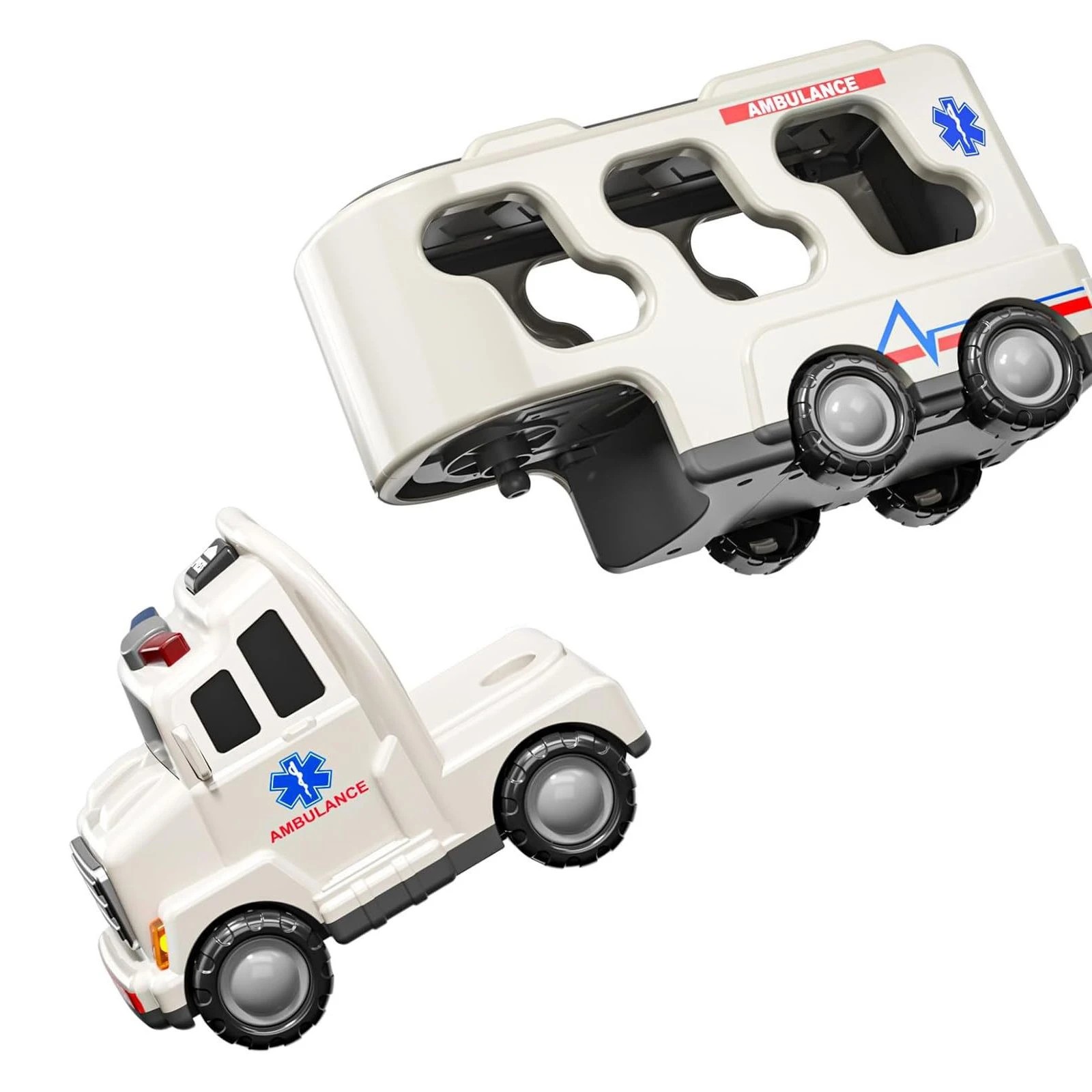 6 Ausway 5-in-1 Play Ambulance Toy Vehicle Set Friction Power Toddler Fire Truck, 6 of 6