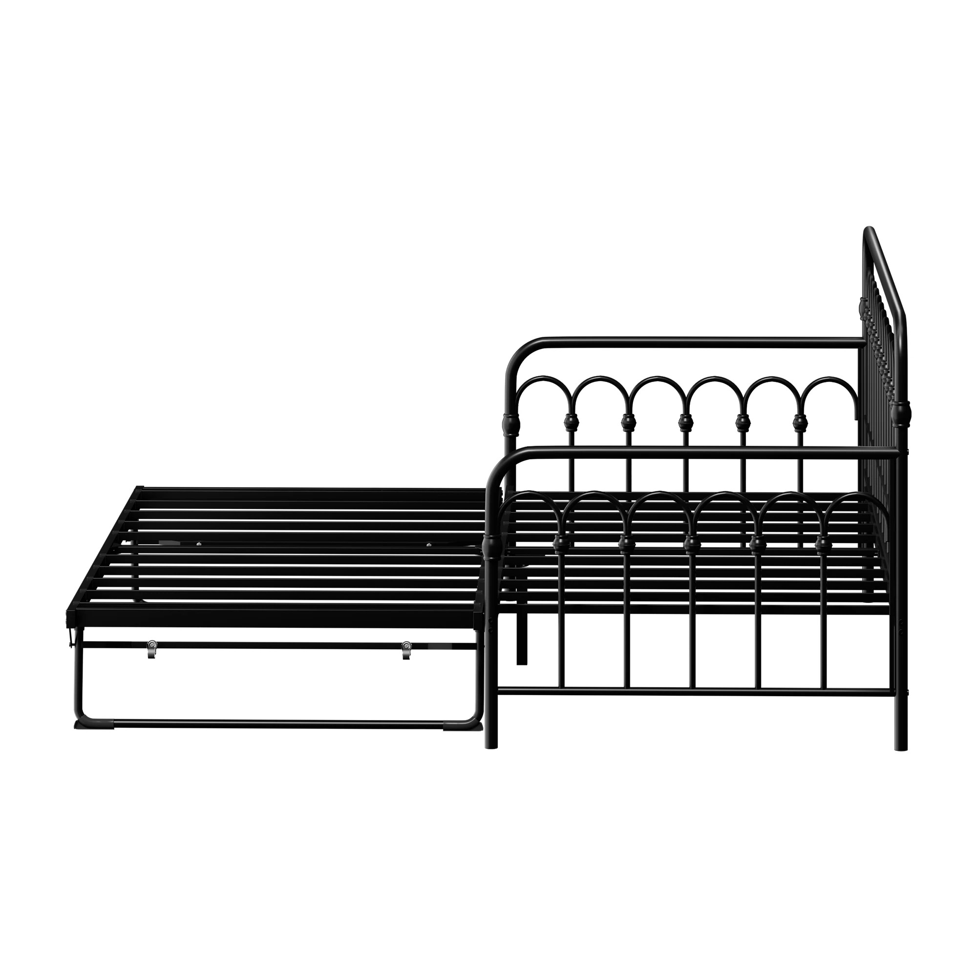 8 Oikiture Trundle Bed Frame Daybed Single Size Base Metal Single Beds X2
 - Black, 8 of 9
