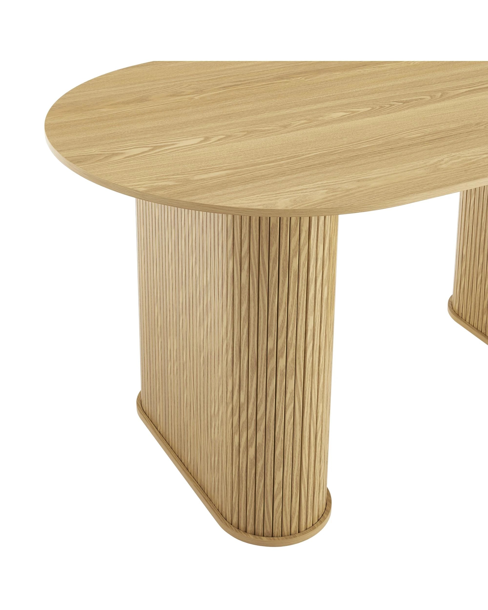 6 Kodu Oval Dining Table Oval 160cm Slat Detail Base - Natural, 6 of 7