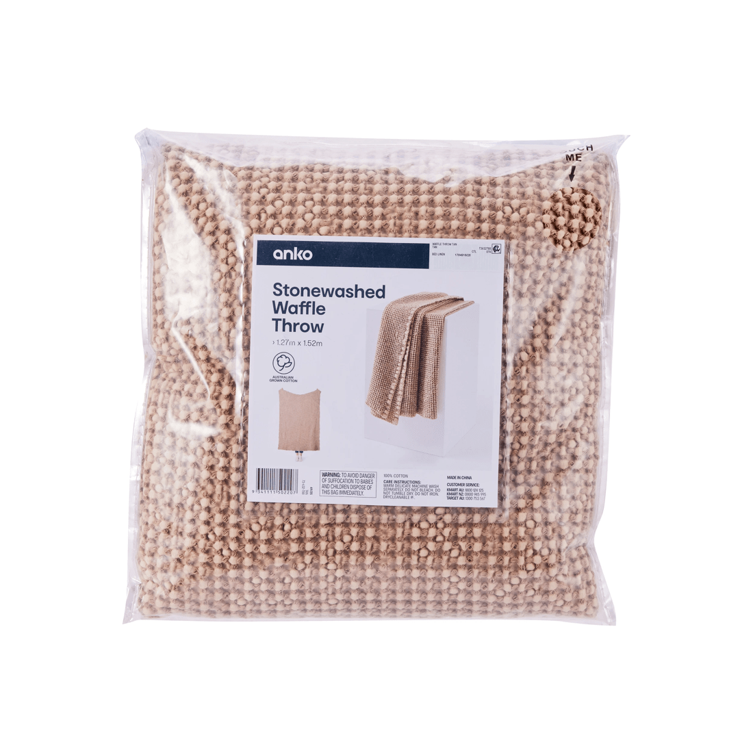 7 Stonewashed Australian Cotton Waffle Throw - Tan, 7 of 7