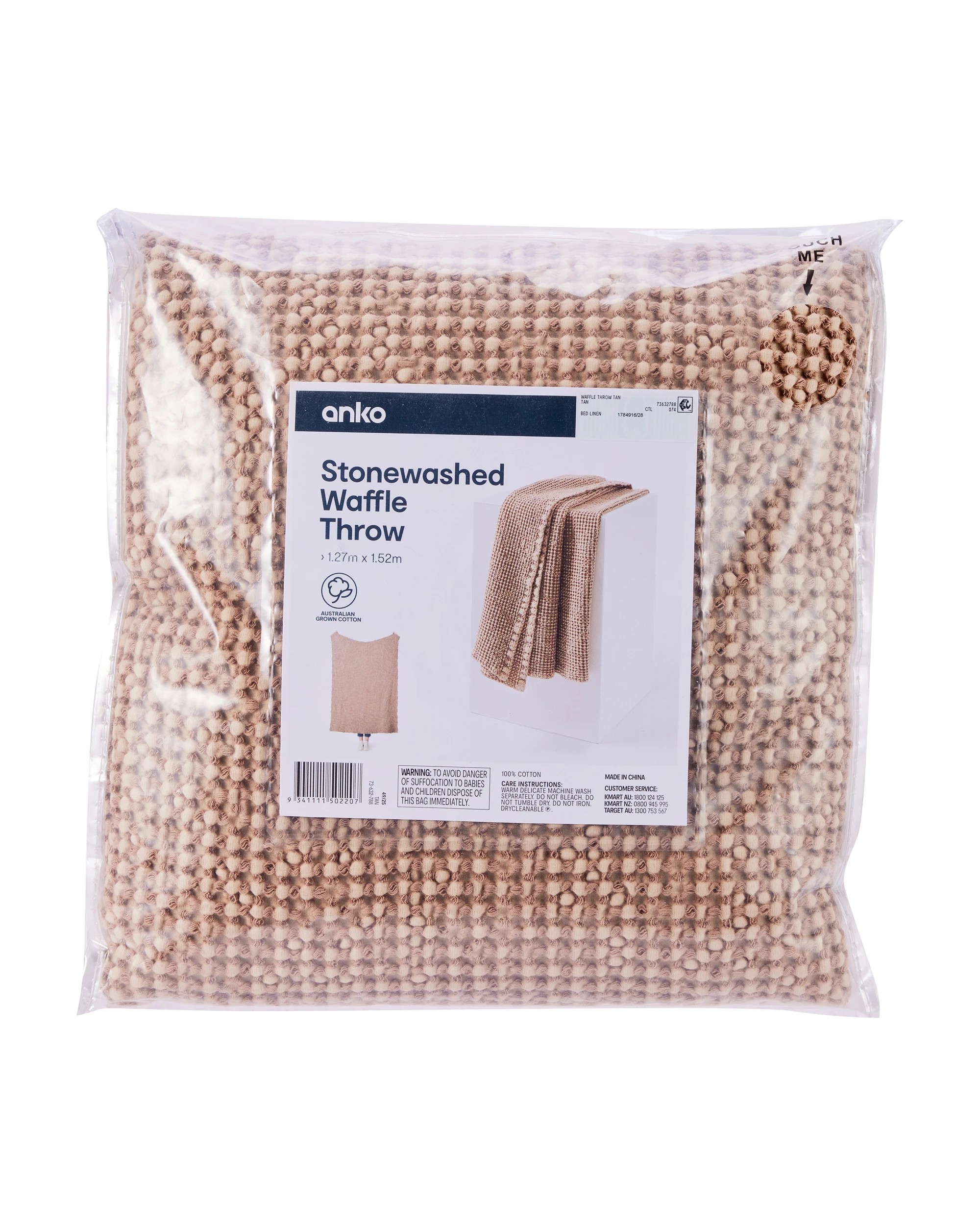 7 Stonewashed Australian Cotton Waffle Throw - Tan, 7 of 7