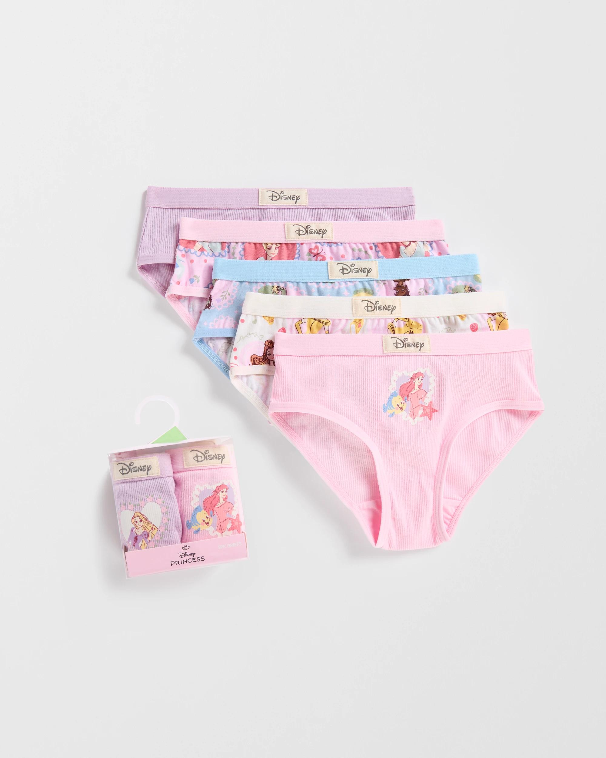 1 Disney Princesses Australian Cotton Younger Girls Briefs 5 Pack MULTI, 1 of 3
