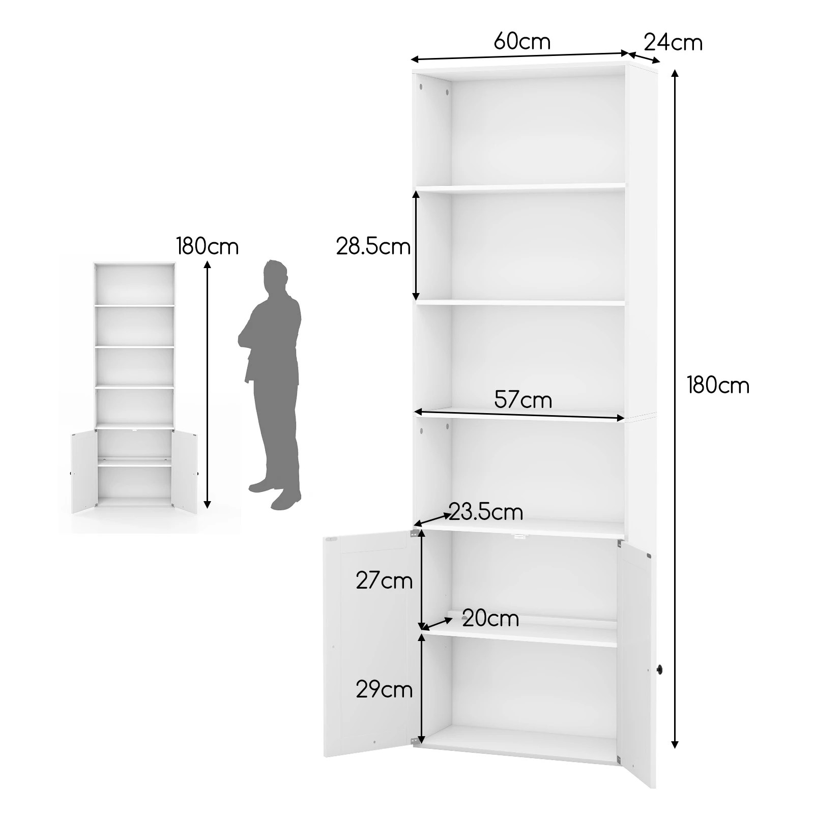 2 Costway 1.8M 6-Tier Bookcase Display Shelf Storage Cabinet Bookshelf, 2 of 4