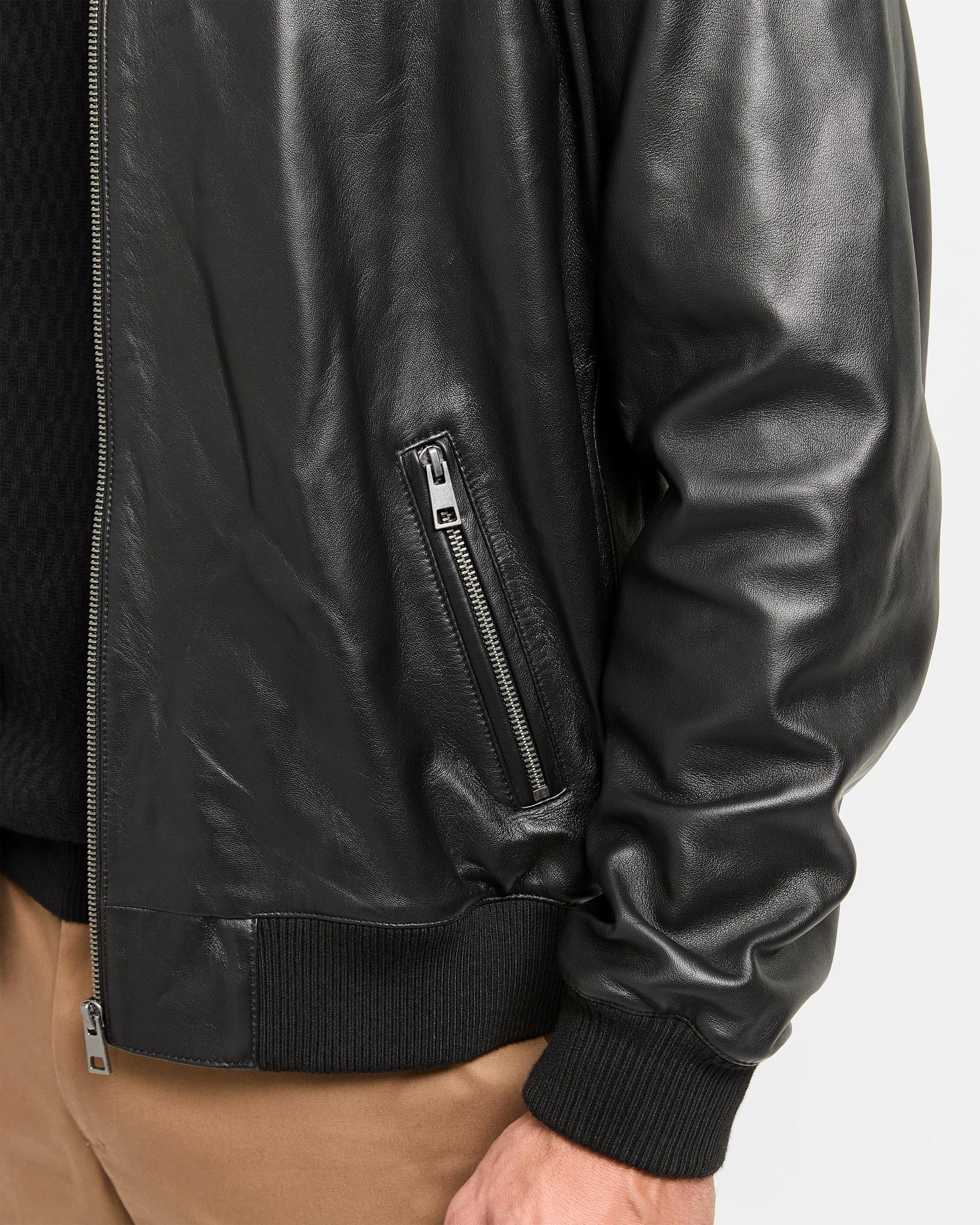 5 Target Premium Leather Bomber Jacket - Preview BLACK, 5 of 5
