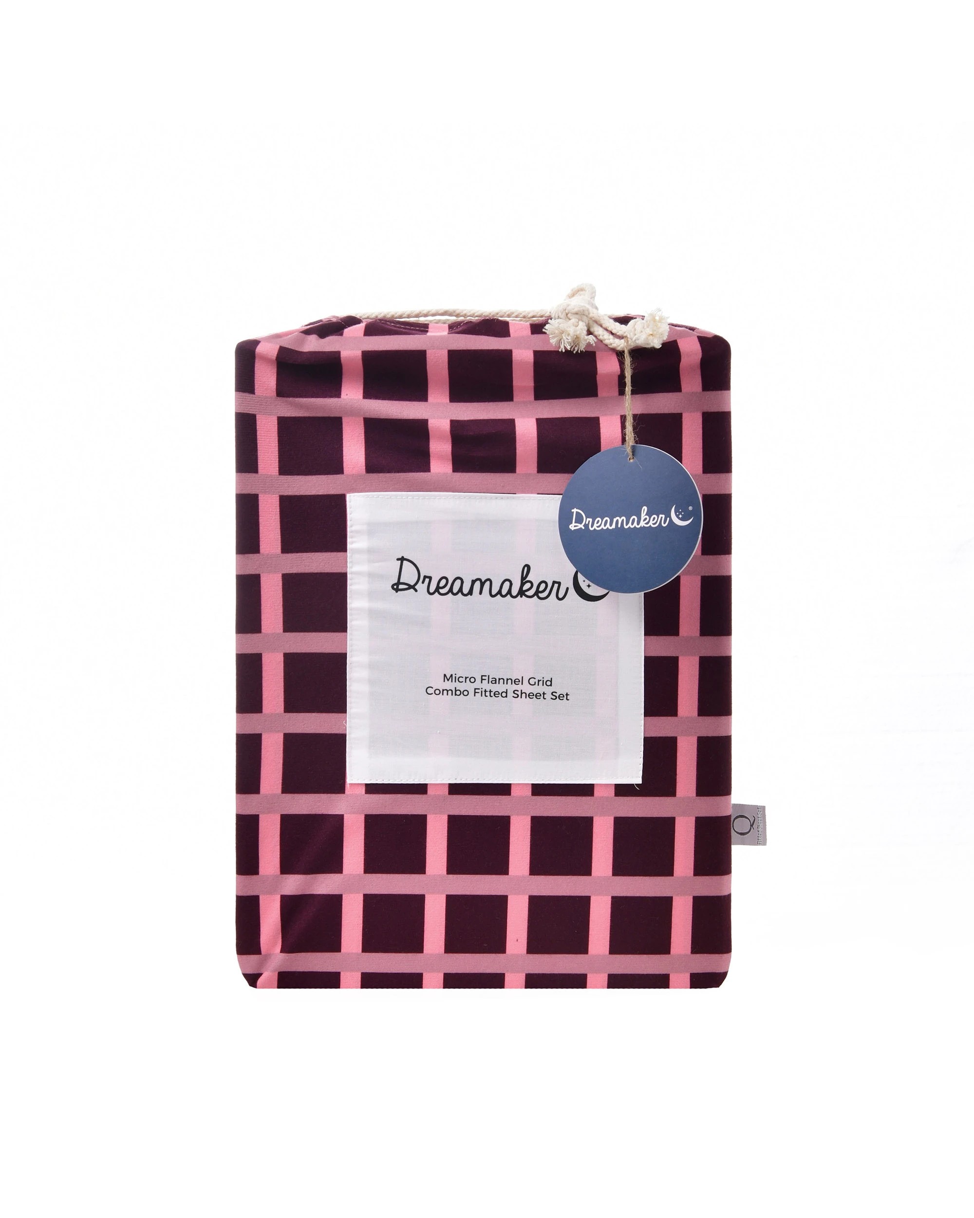 7 Dreamaker Micro Flannel Grid Combo Fitted Sheet Set - Single Bed - Cherry, 7 of 7