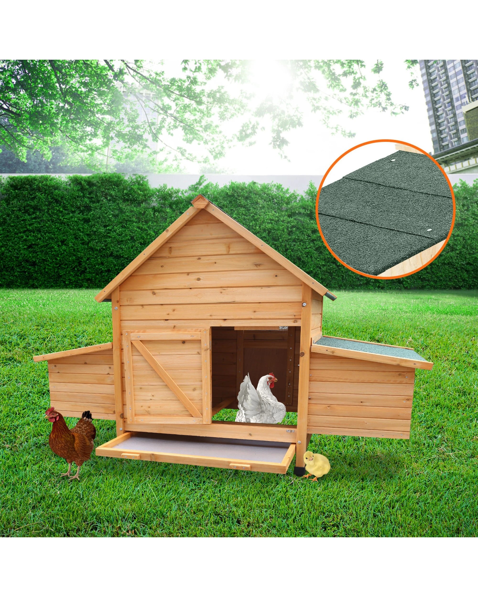 6 Furtastic Wooden Chicken Coop and Rabbit Hutch With Ramp and Nesting Boxes - Brown, 6 of 9