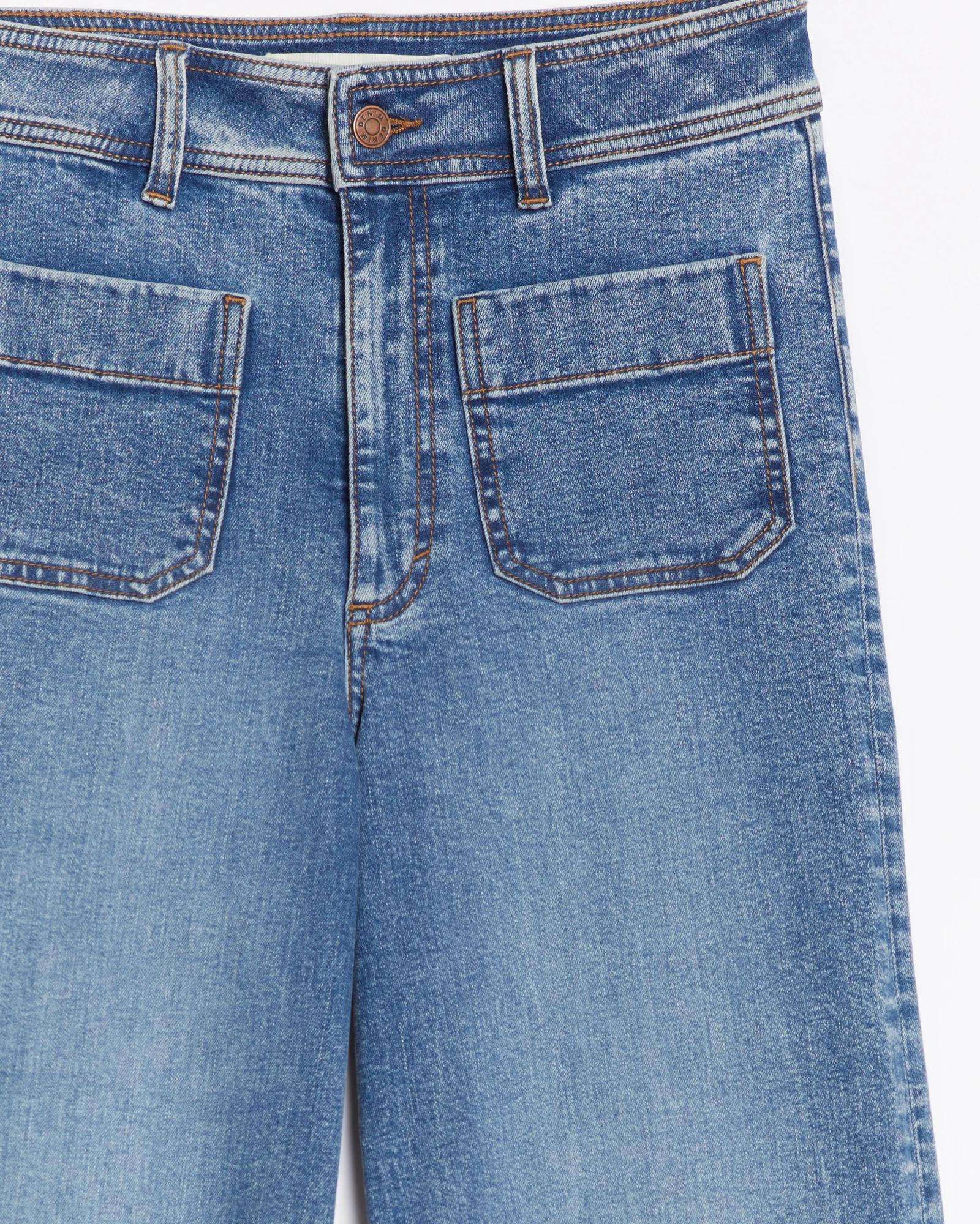 6 Target Mila Wide Leg High Rise Full Length Flat Front Denim Jeans PACIFIC BLUE, 6 of 7