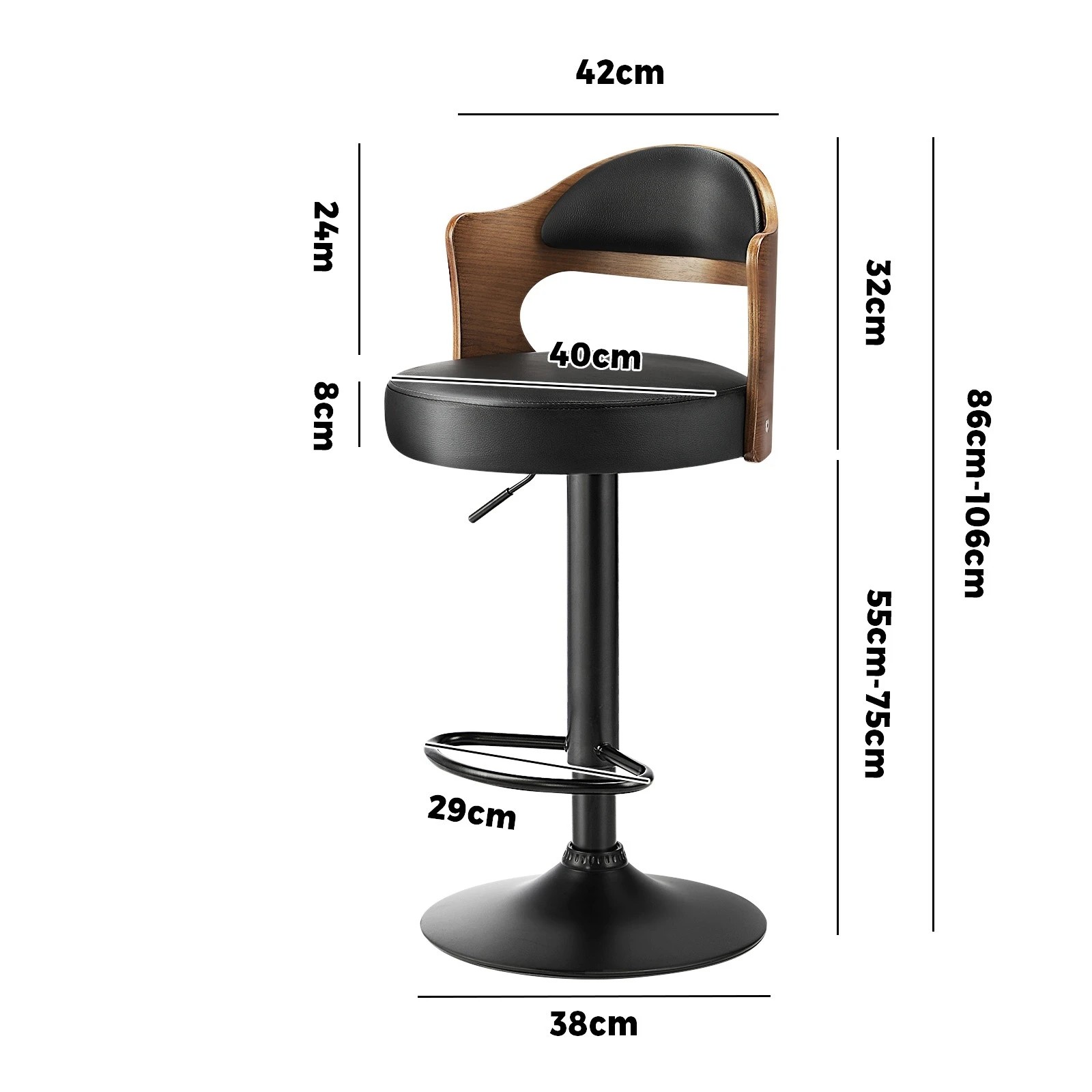 10 Oikiture Set Of 4 Bar Stools Kitchen Swivel Barstool Chairs Gas Lift Metal
 - Black, 10 of 10