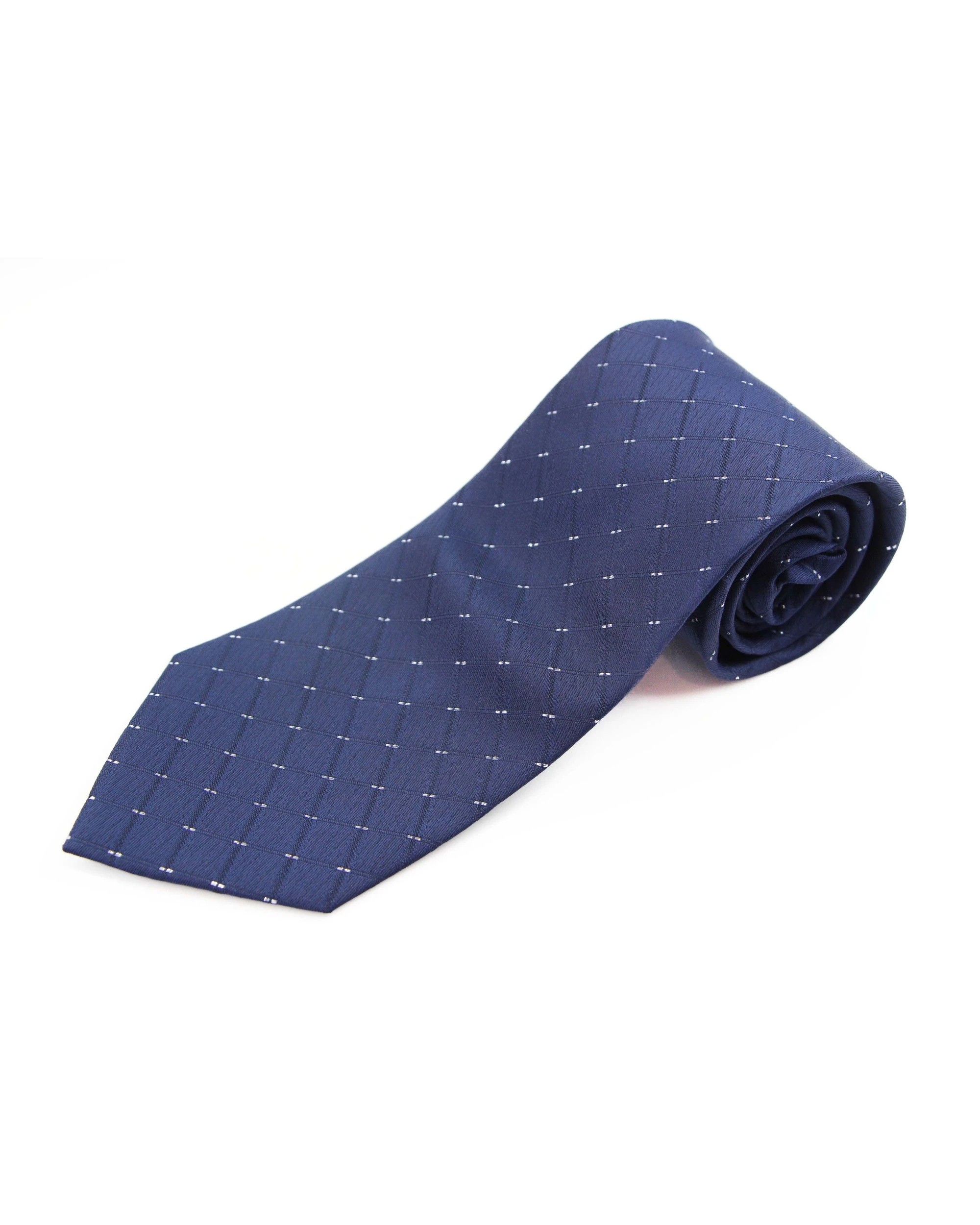 2 Zasel Mens Navy Cubed & Striped 8cm Patterned Neck Tie, 2 of 2