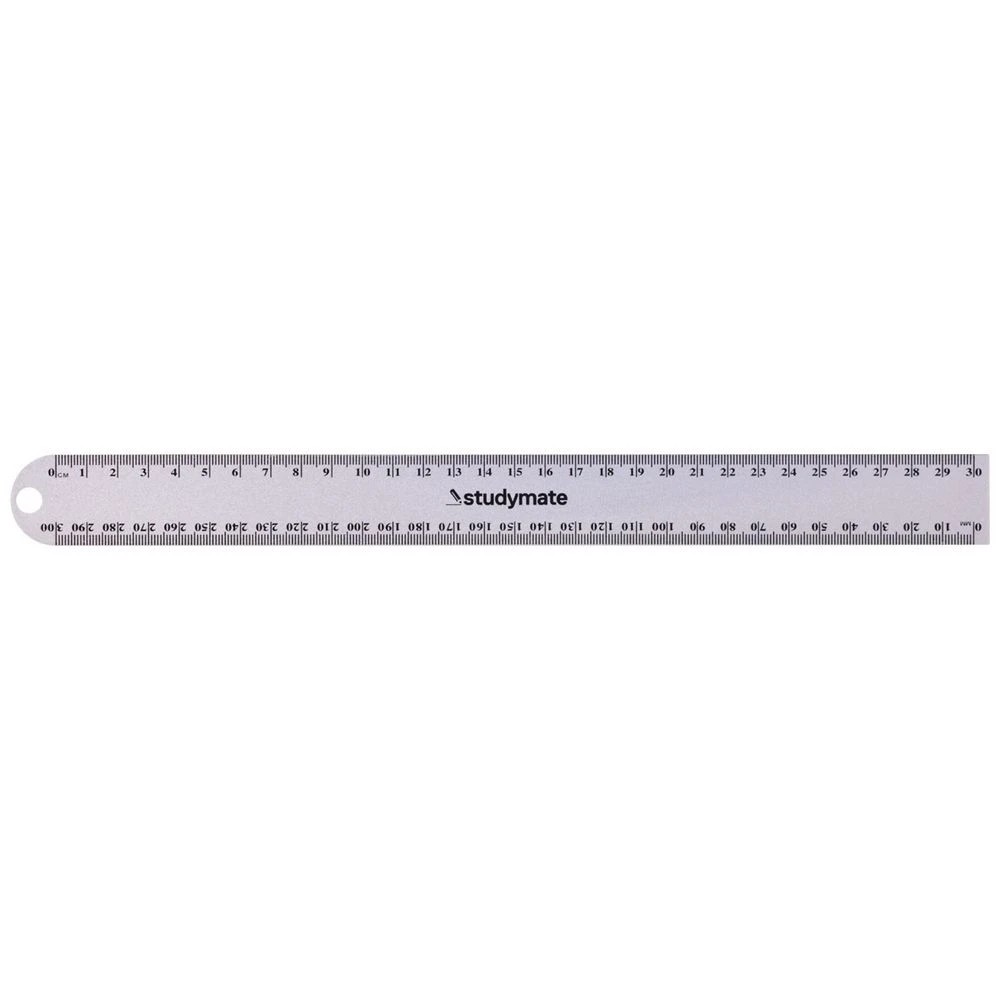 1 Studymate Aluminium 30cm Ruler Silver, 1 of 1