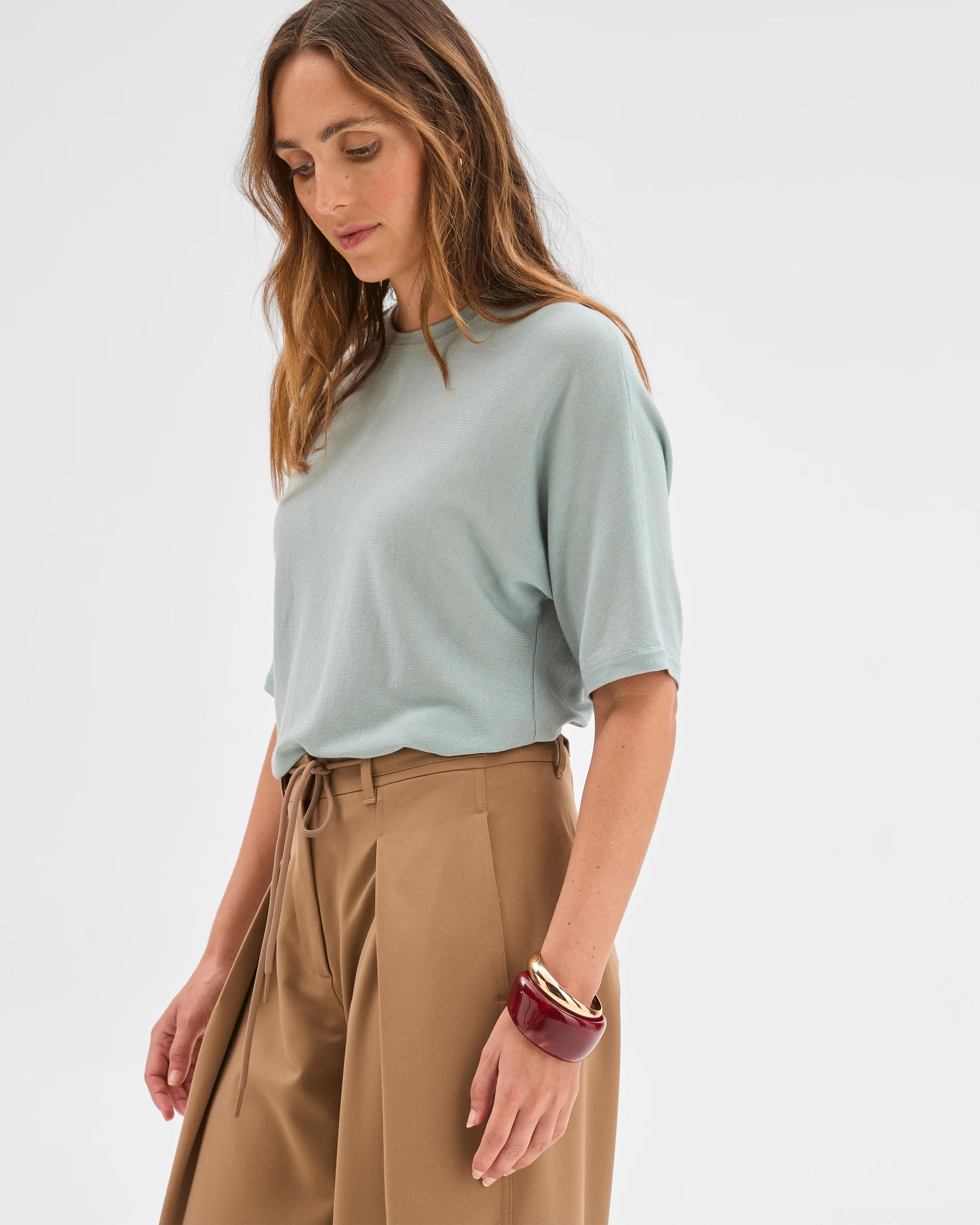 2 Preview Tencel/Merino Blend Lightweight Knit T-Shirt ABYSS, 2 of 7