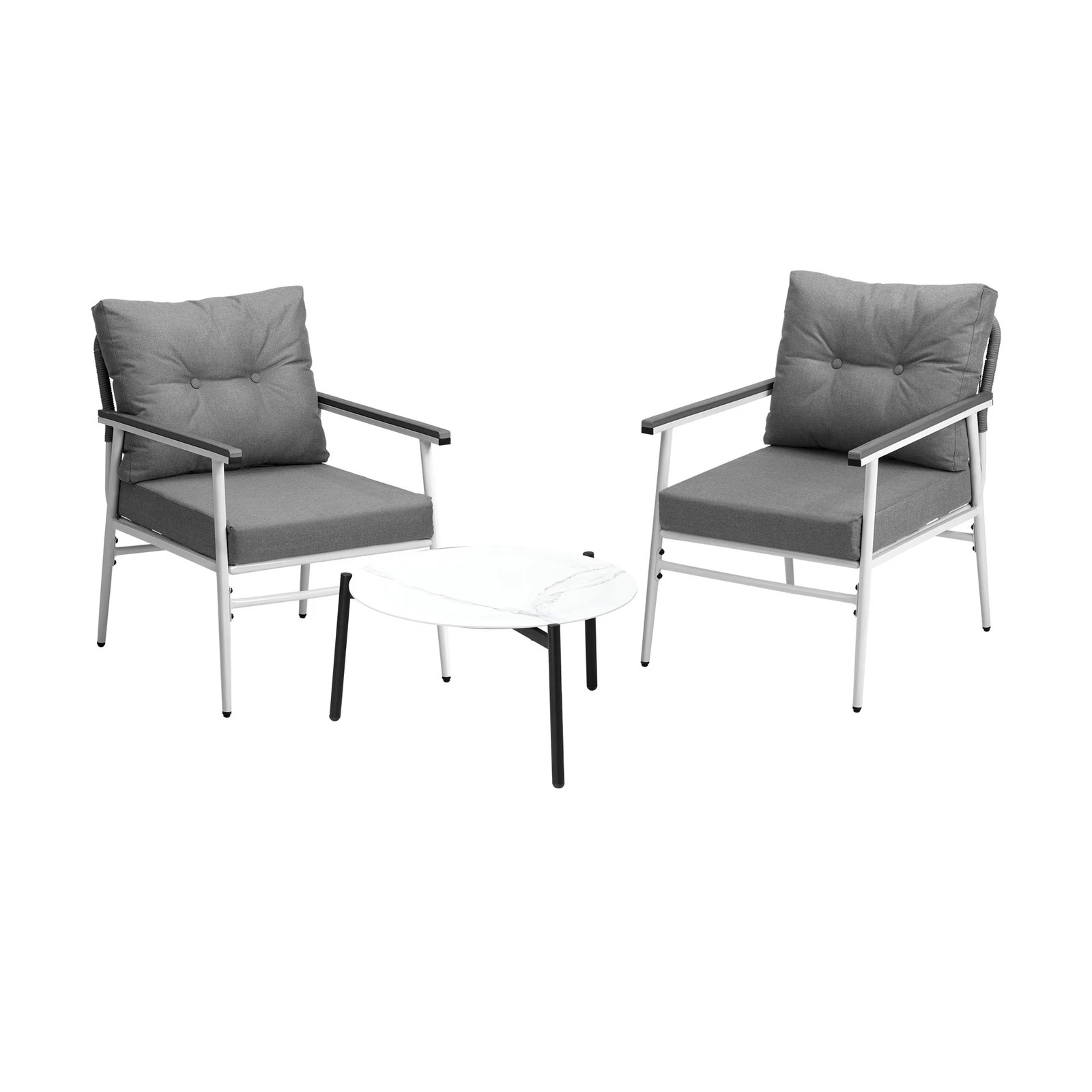 8 Livsip Outdoor Patio Setting 3PC Bistro Lounge Furniture Set 50cm White Table - Multi, 8 of 9