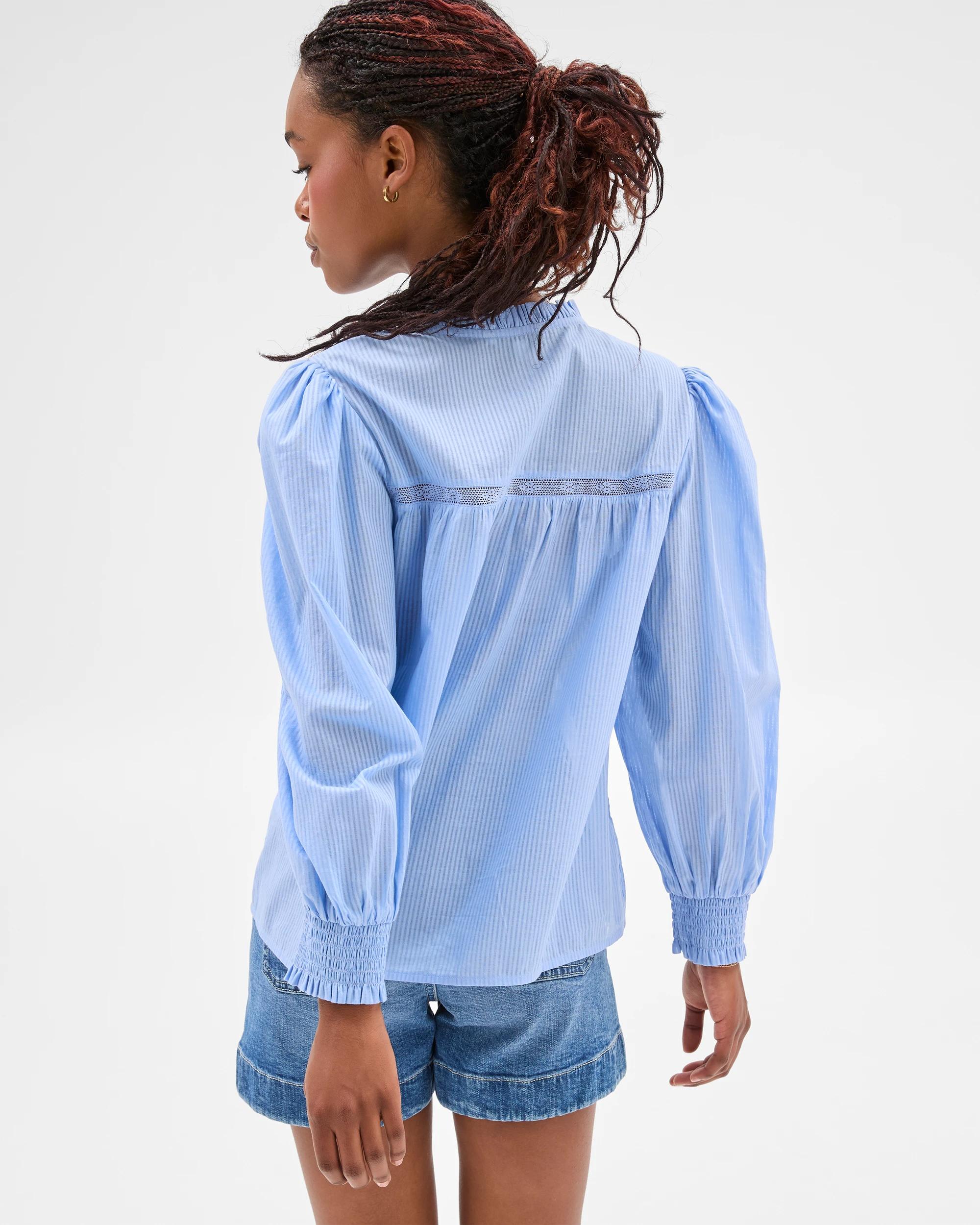 6 Target Petites Long Sleeve Broderie Blouse SUMMER BLUE STRIPE, 6 of 7