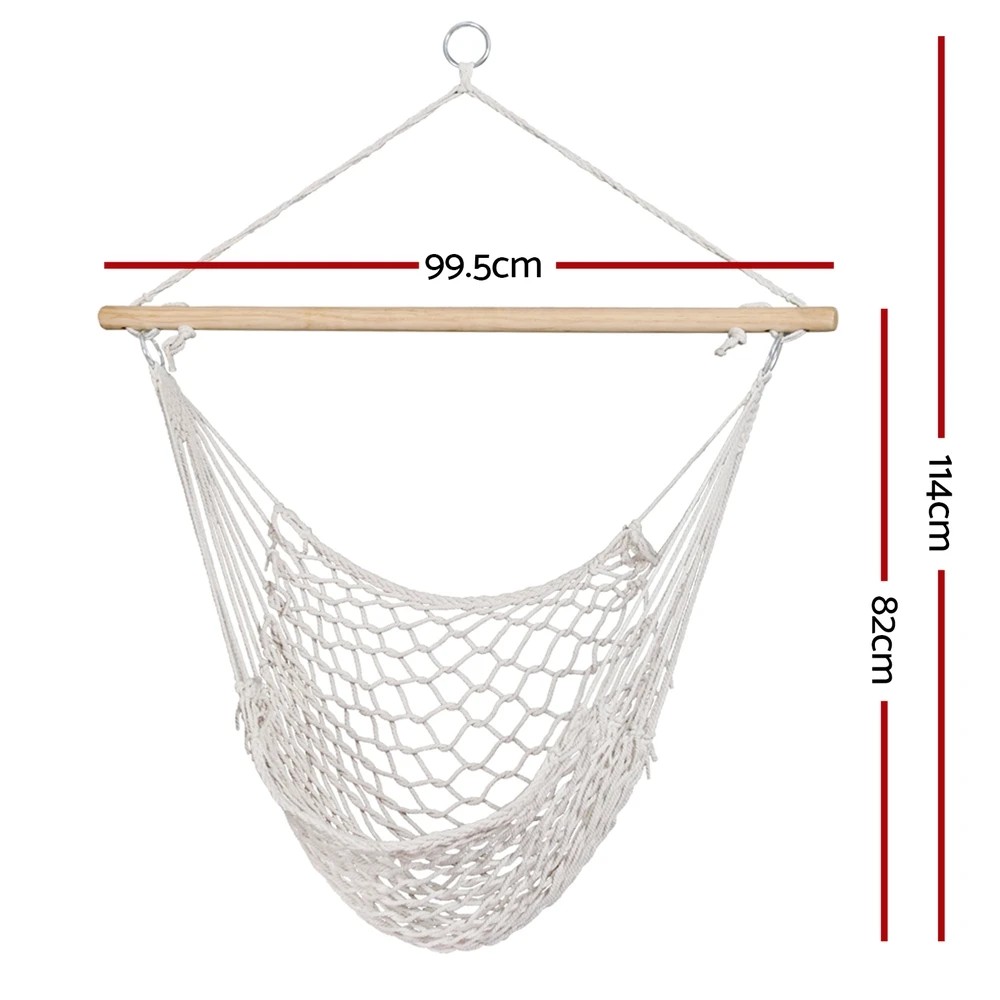 2 Gardeon Hammock Chair Outdoor Hanging Camping Mesh Indoor Cream - Beige, 2 of 6