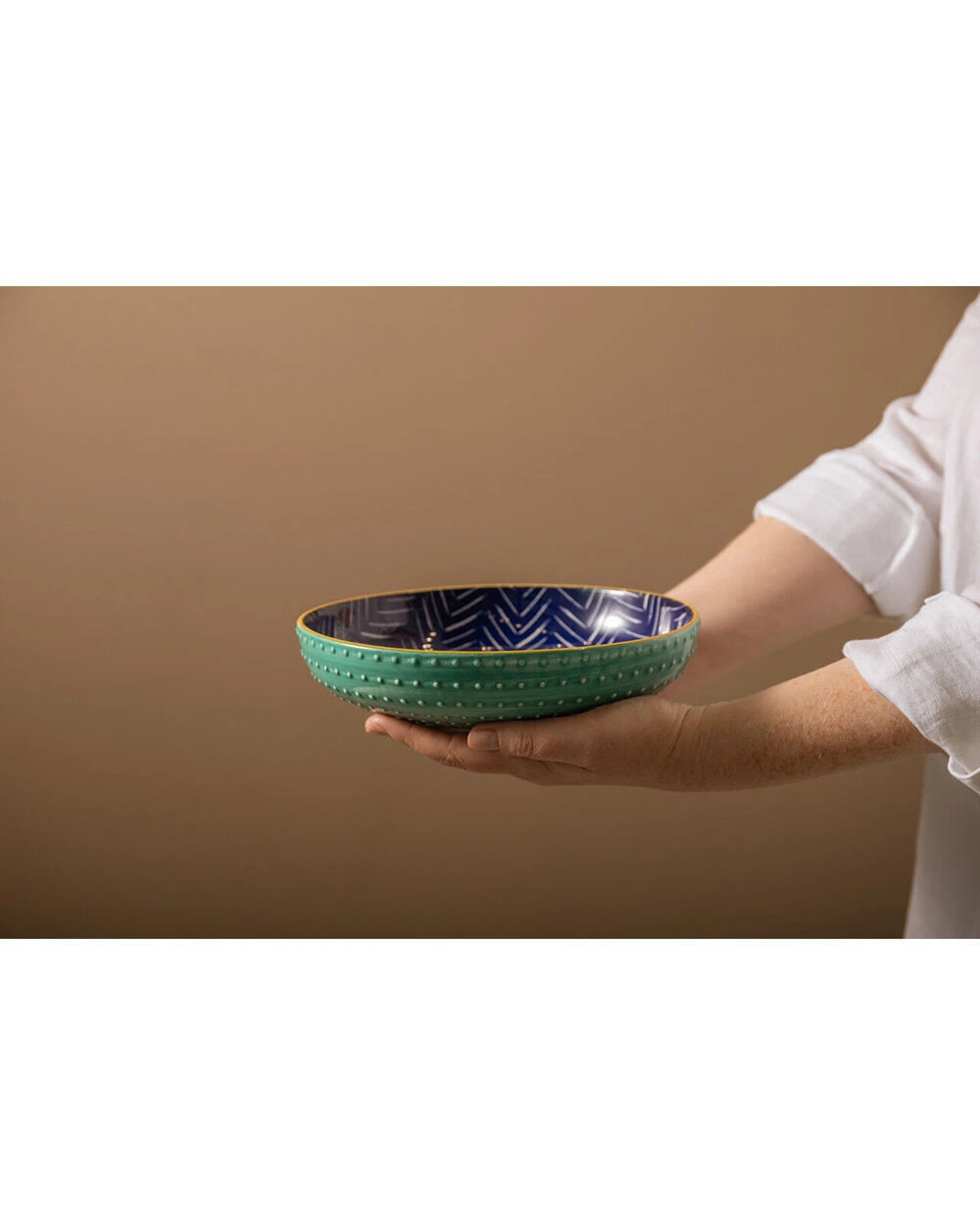 7 Mikasa 2PK Stoneware Chevron Ceramic Serving Bowl Round Dinnerware - Multi, 7 of 7