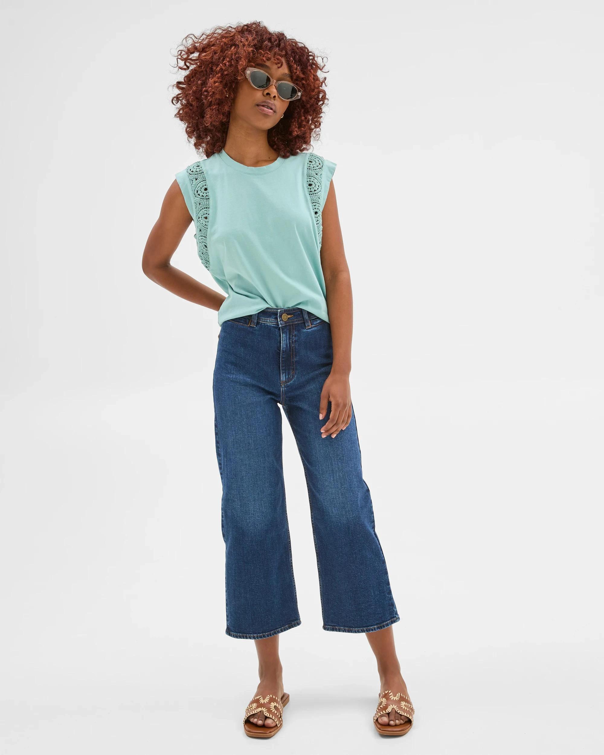 2 Target Petites Australian Cotton Crochet Insert Top AQUIFER, 2 of 6