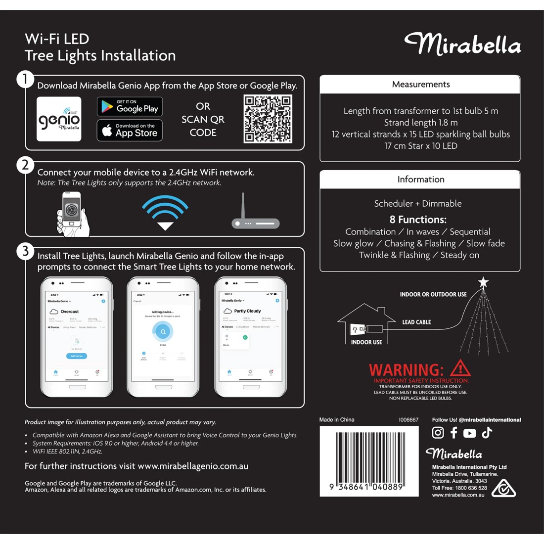 4 Mirabella Genio Wi-Fi 190 LED Coloured Easy Tree Lights with Star, 4 of 5