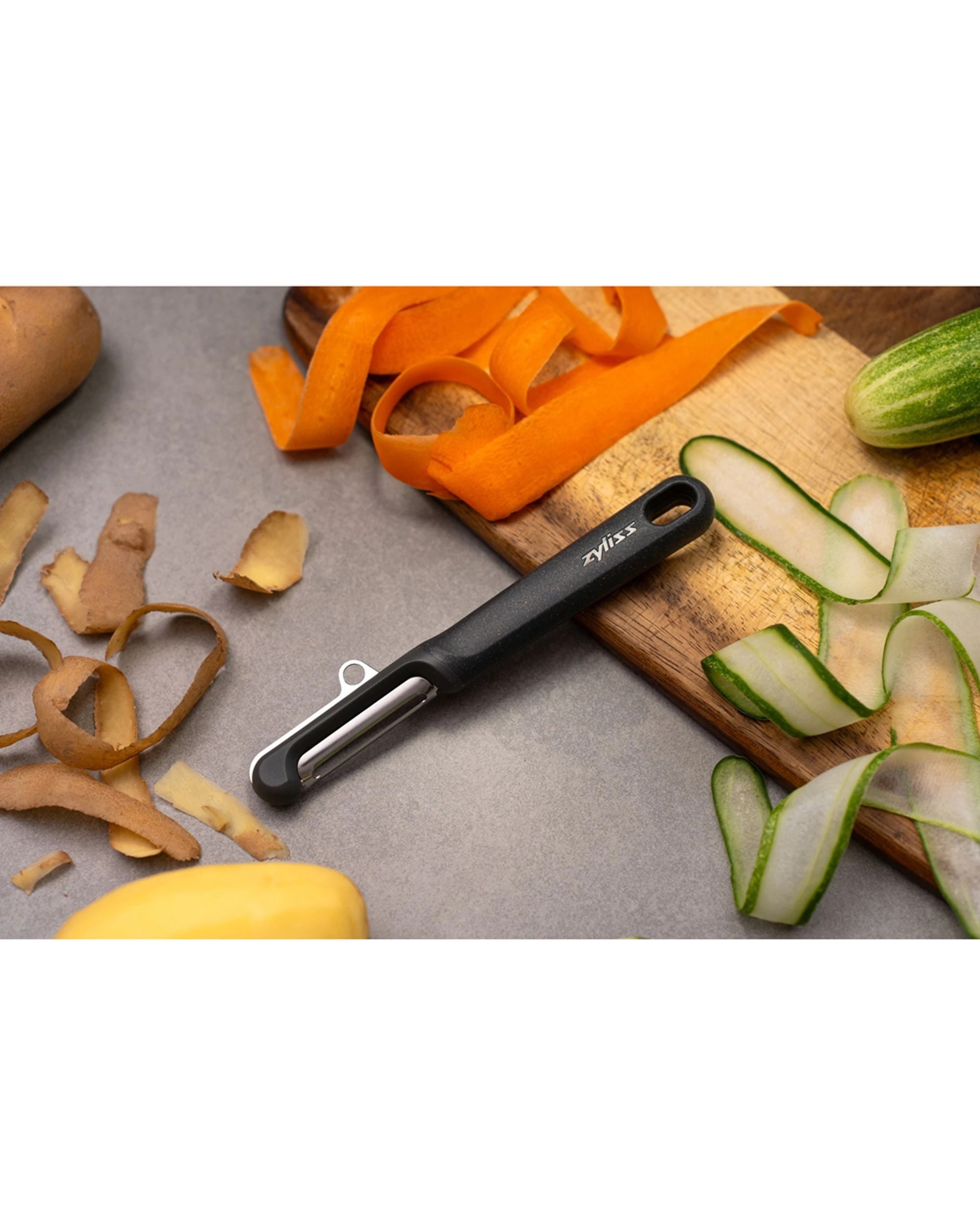 2 Zyliss Swivel Peeler Stainless Steel Blade With Ergonomic Wheat Straw Handle - Grey, 2 of 3