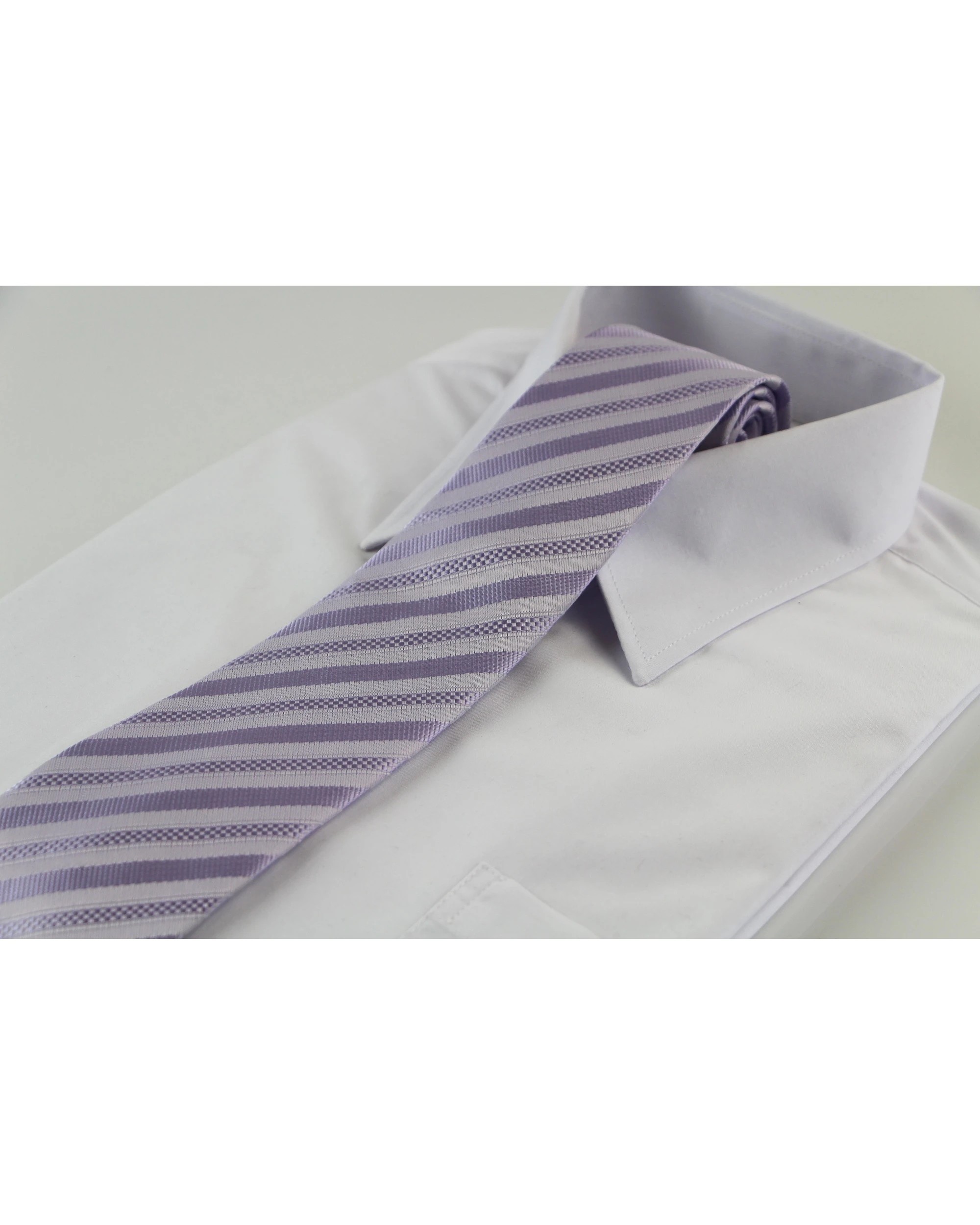 1 Zasel Mens Lavender Striped Patterned 8cm Neck Tie, 1 of 2