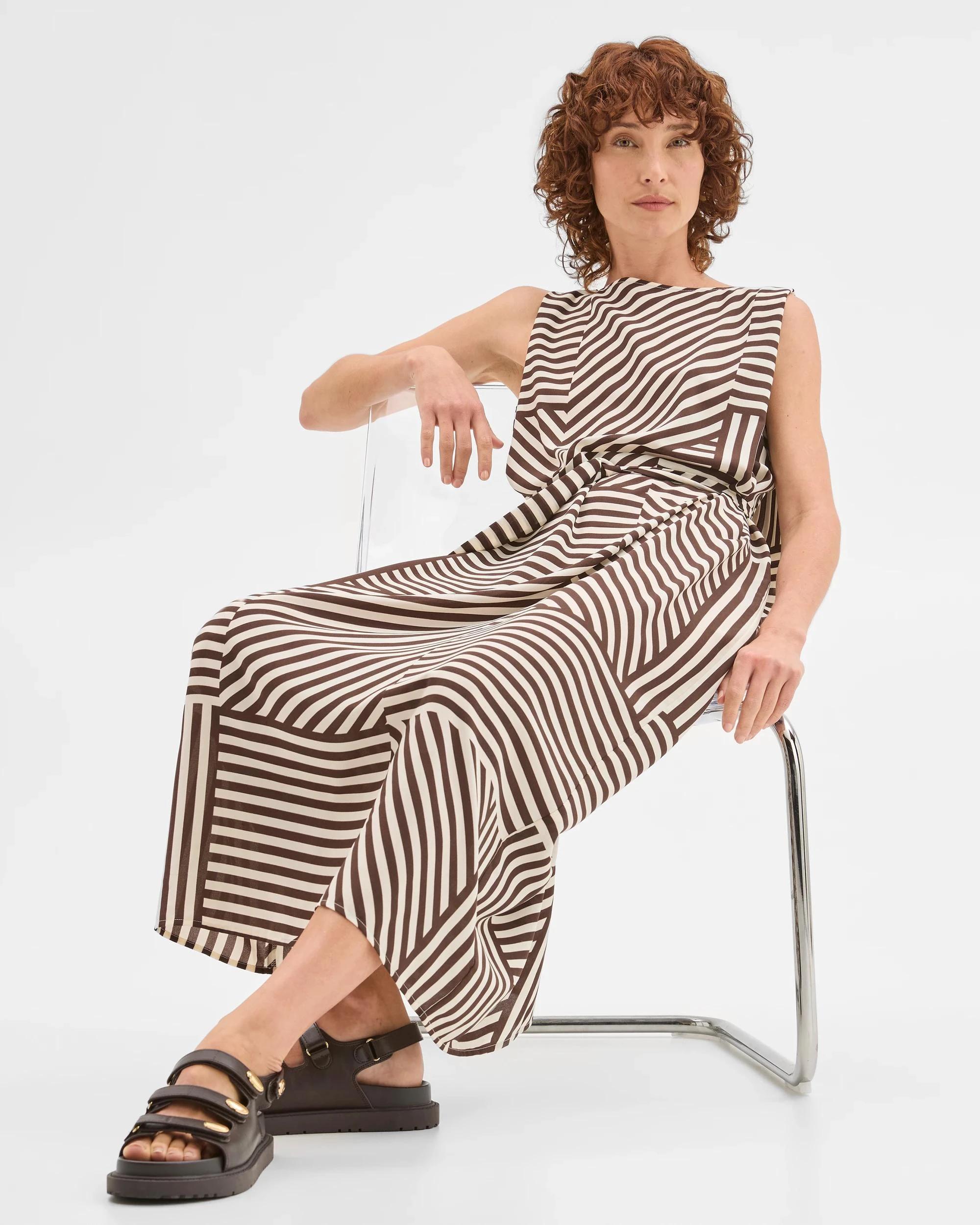 5 Sleeveless Column Dress - Preview GANACHE STRIPE, 5 of 8