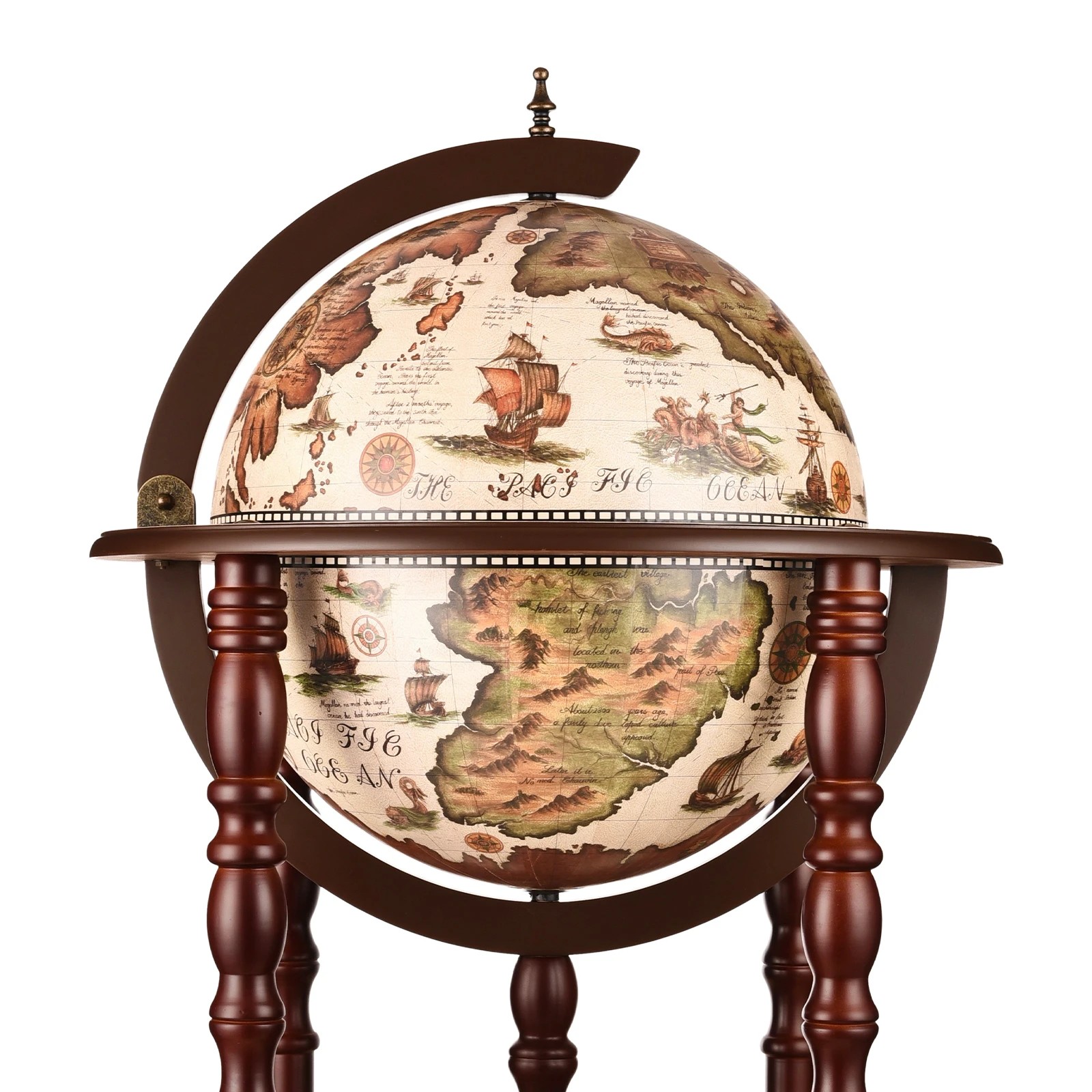 5 LUXSUITE Globe Bar Wine Cabinet Rack Drinks Cart Liquor Trolley Mid Century Antique Alcohol Glass Bottle Storage Serving, 5 of 7