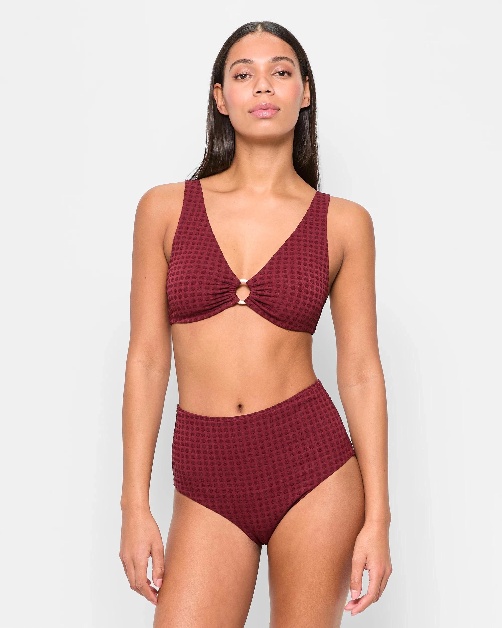 2 Target High Waisted Textured Spot Bikini Bottoms - Shape Your Body MERLOT, 2 of 8