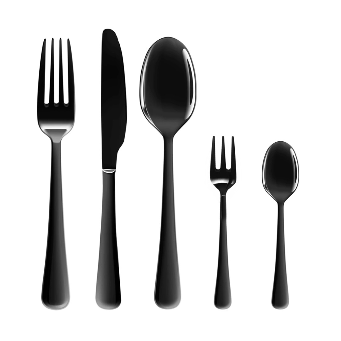 2 Stainless-Steel Cutlery Set Travel Knife Fork Spoon Black Child Tableware 30Pcs, 2 of 7