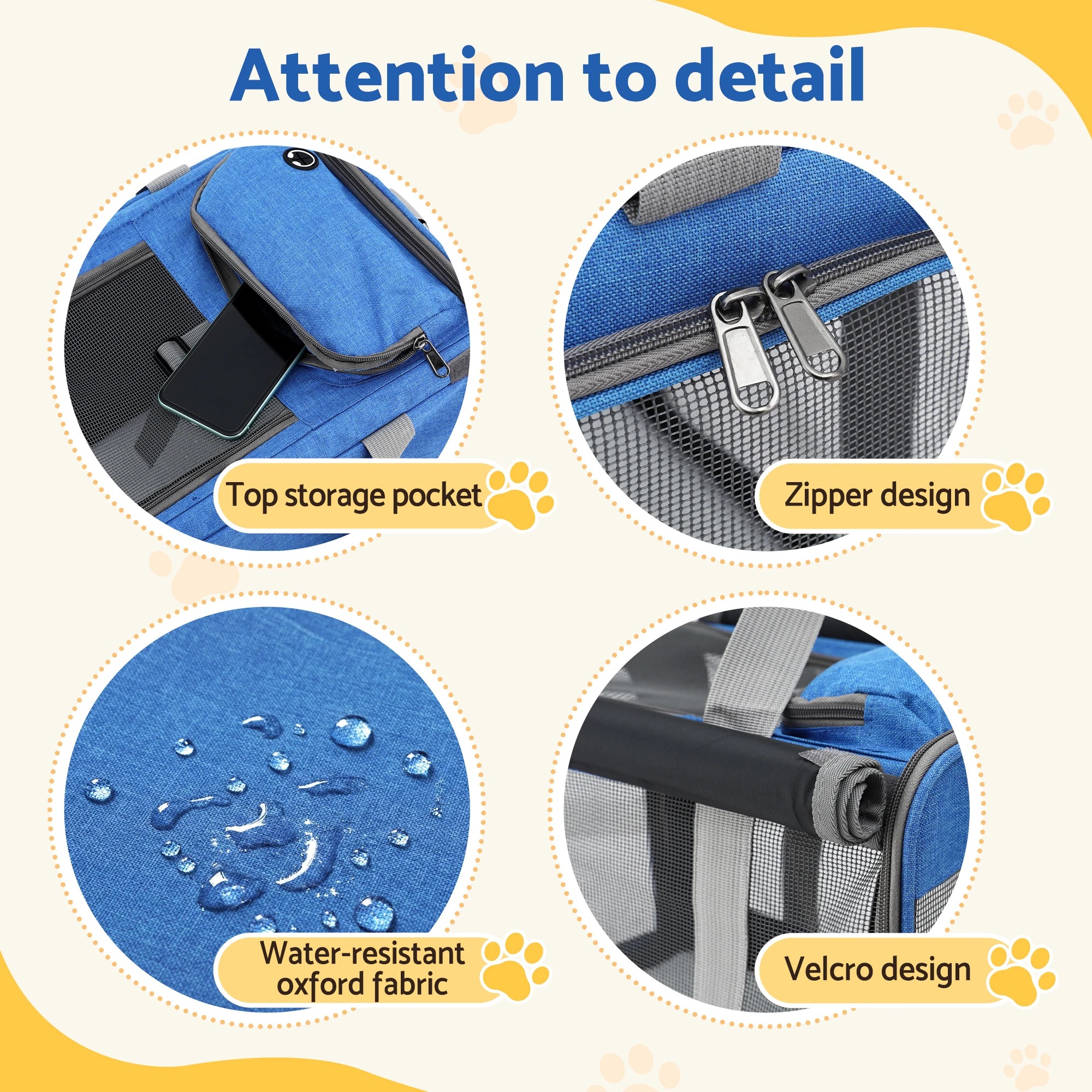 8 i.Pet Pet Carrier Bag Foldable Dog Cat Durable Crate Travel Cage Portable Car - Blue, 8 of 8