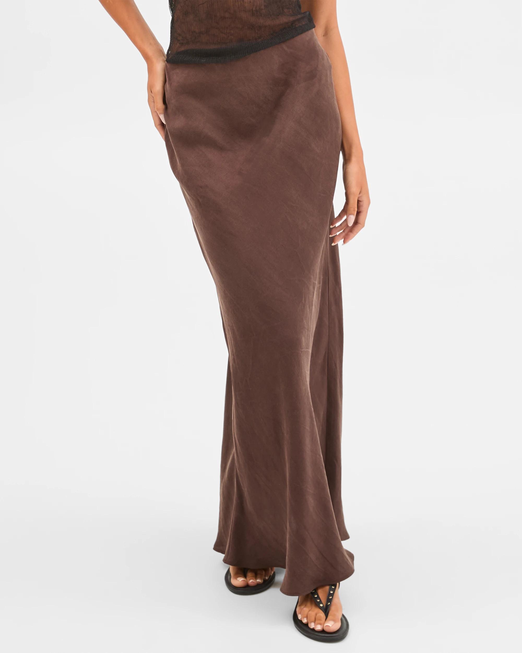 2 Lily Loves Bias Cut Maxi Skirt DARK COCOA, 2 of 6