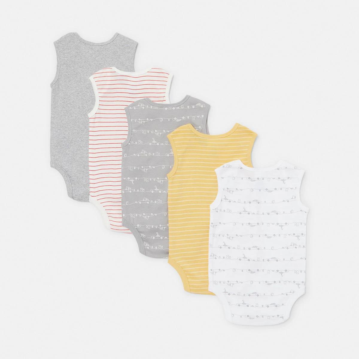 2 5 Pack Sleeveless Bodysuits Car B, 2 of 3