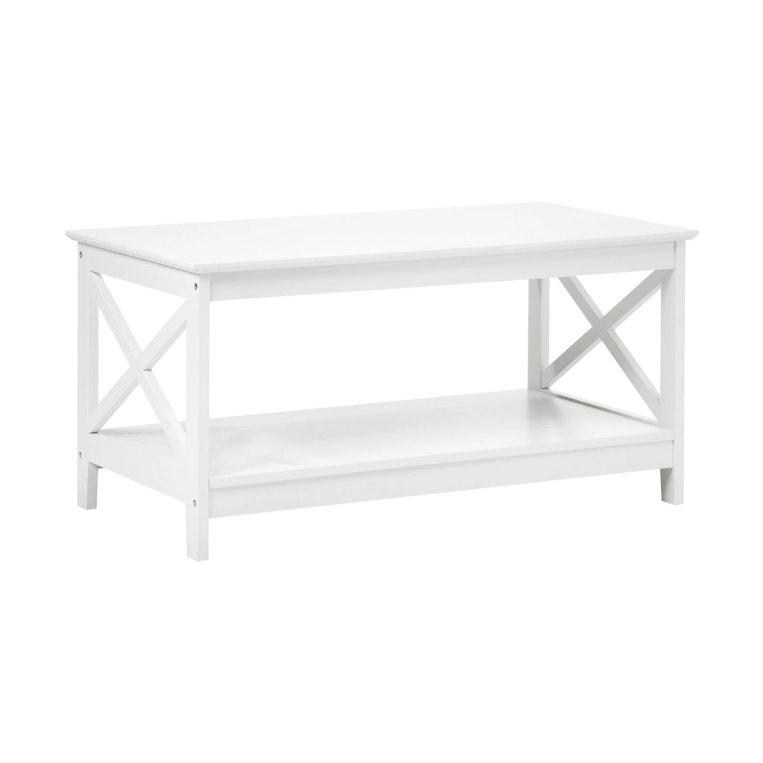 6 Oikiture Coffee Table Side Tables Storage Rack Shelf 2-tier
 - White, 6 of 10