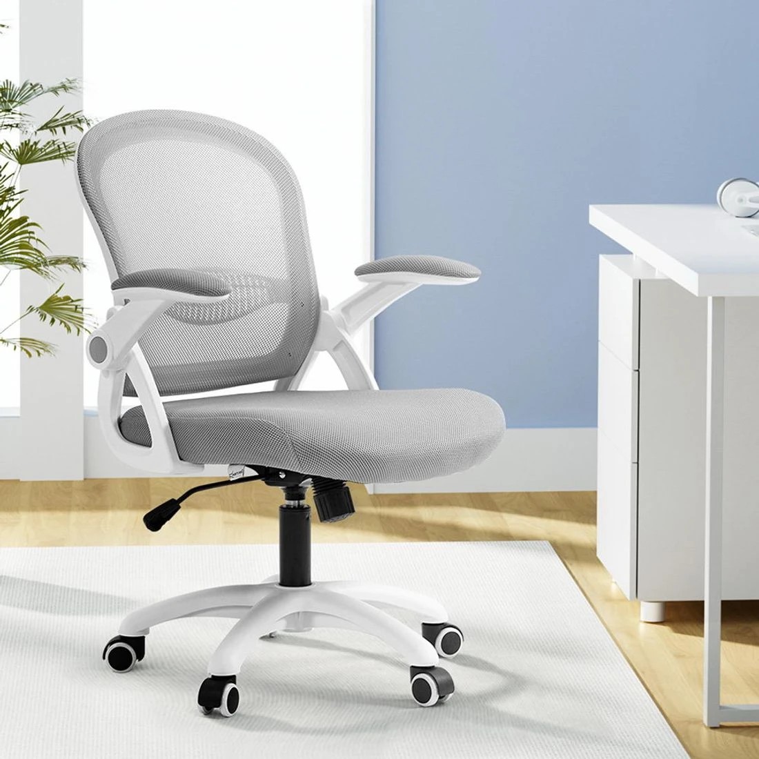 3 Artiss Mesh Office Chair Mid Back - White, 3 of 6