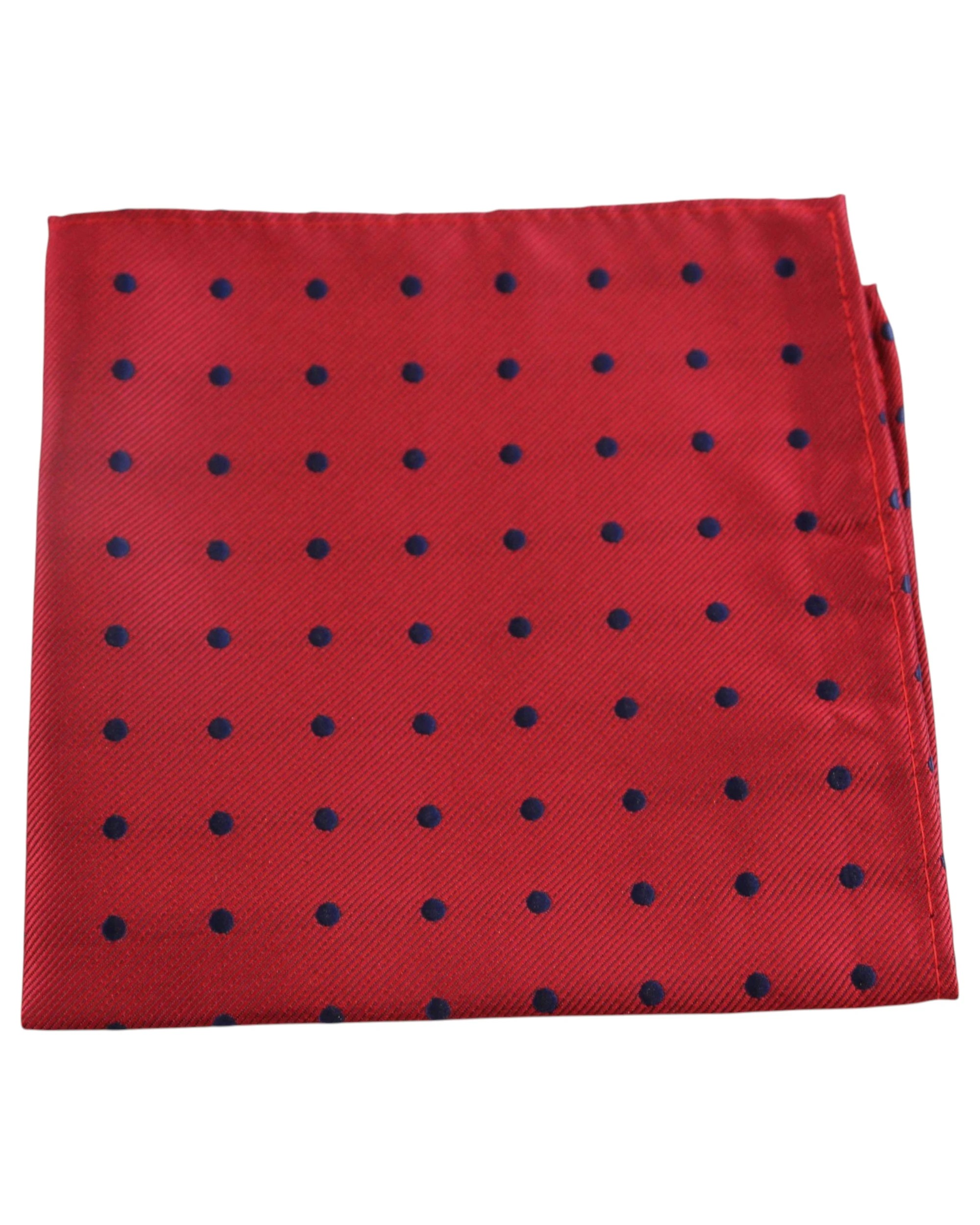 1 Zasel Mens Dark Red & Navy Small Polka Dot Silk Pocket Square - Multi, 1 of 3