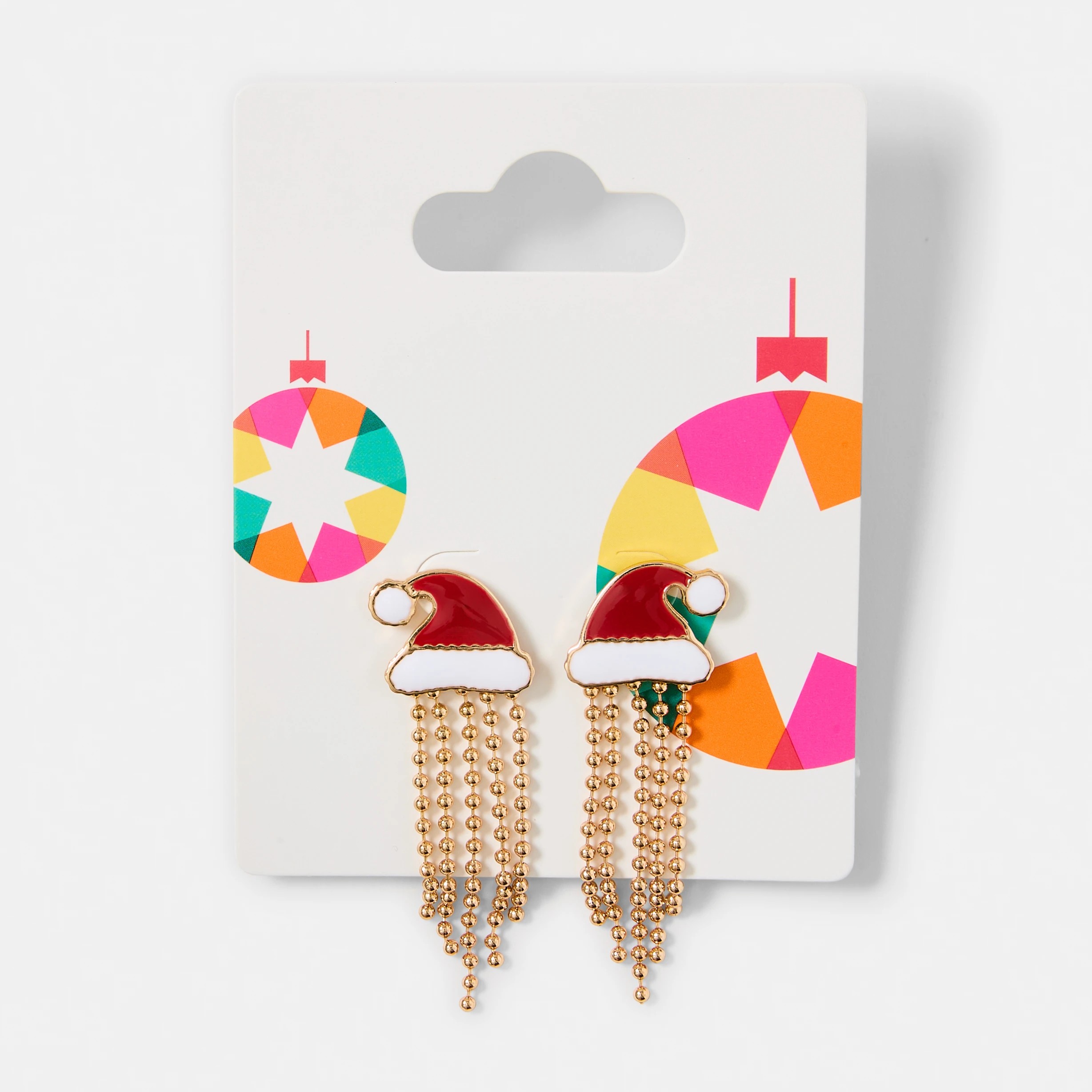 5 Christmas Santa Hat Earrings - Red, White and Gold Tone, 5 of 5