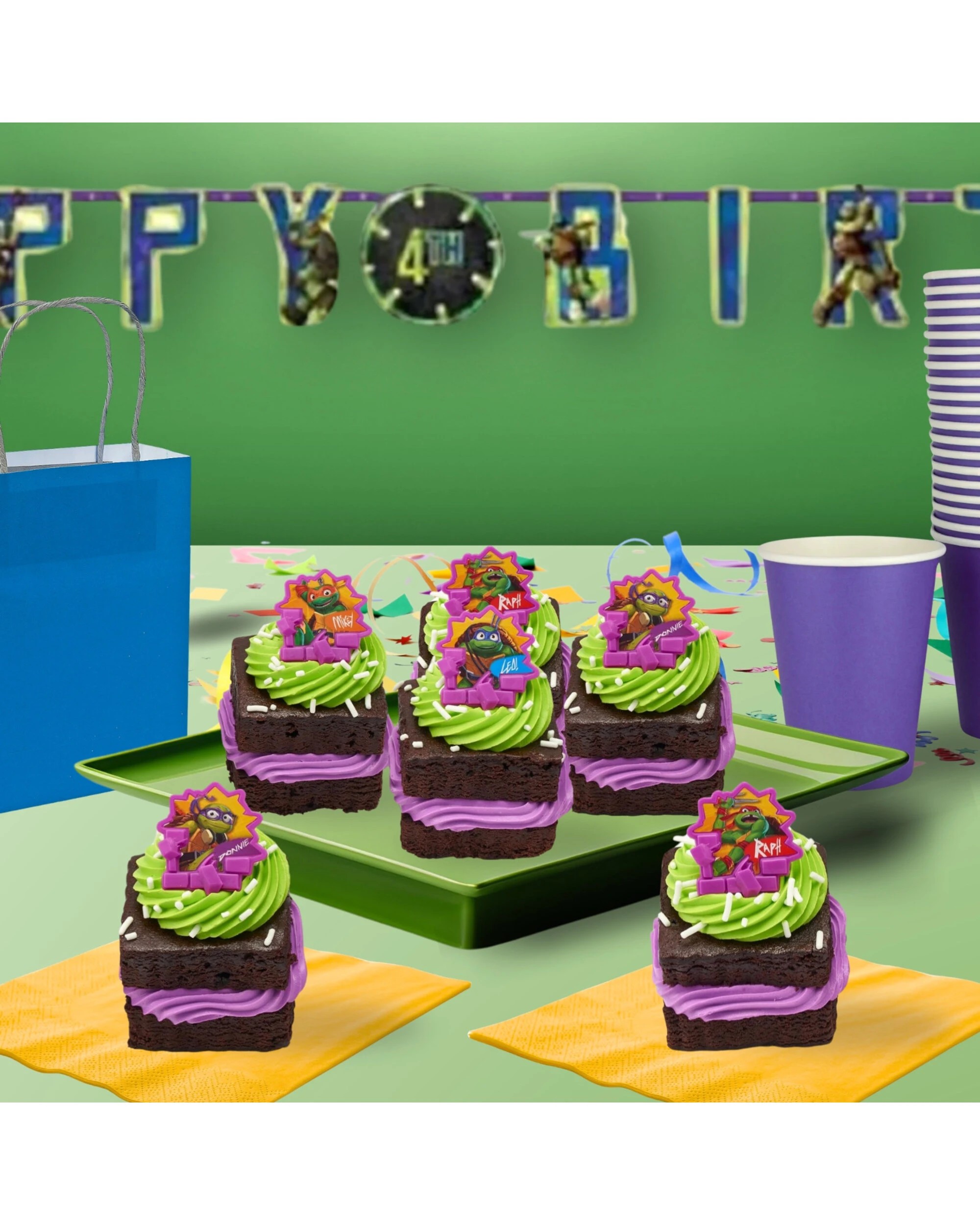 2 DecoPac Teenage Mutant Ninja Turtles Turtle Power Cupcake Rings Pack of 12, 2 of 3