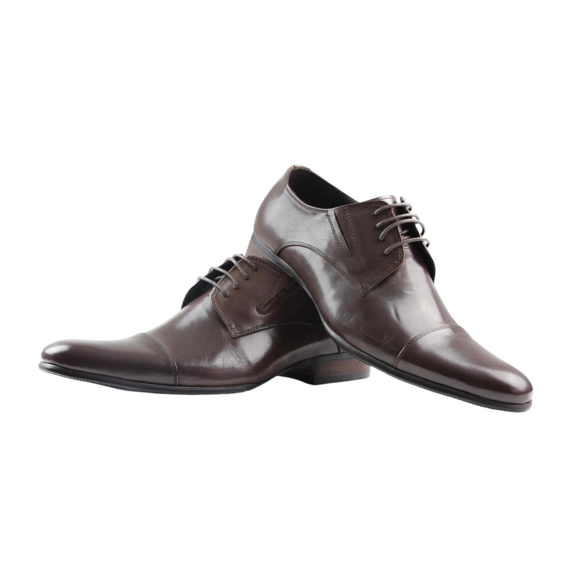 3 Zasel Mens Castro Leather Lace Up Work Formal Dress Wedding Shoes DARK BROWN, 3 of 3