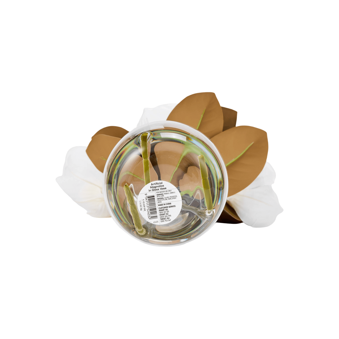 4 Artificial Magnolias in Glass Vase, 4 of 4