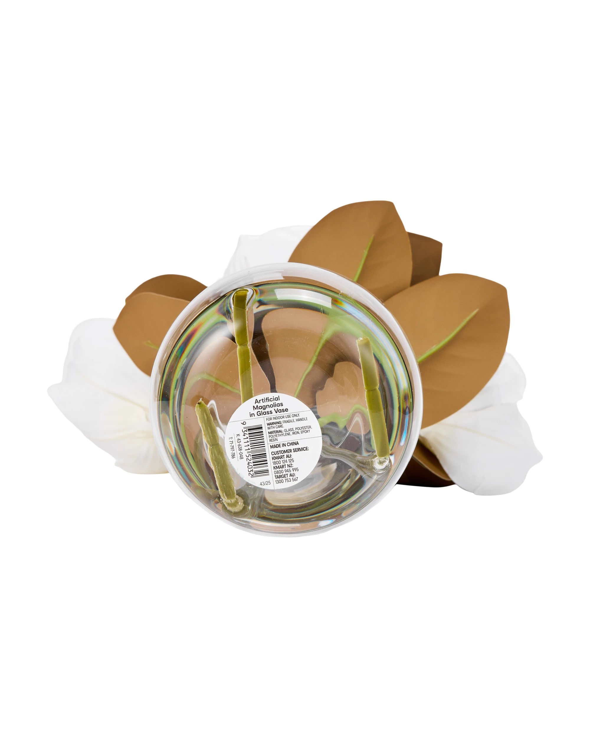 4 Artificial Magnolias in Glass Vase, 4 of 4