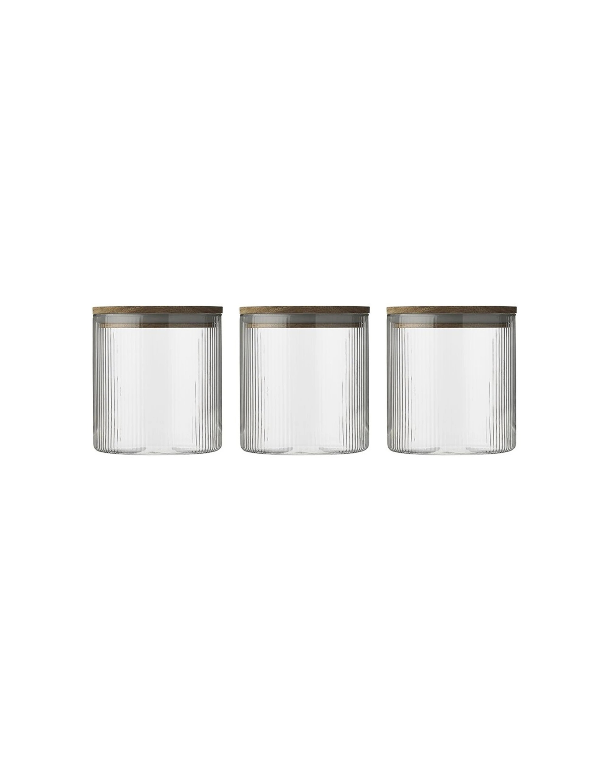 1 Ecology 3pc Infuse Round 650ml Glass Canisters With Acacia Lid 10cm - Clear, 1 of 3