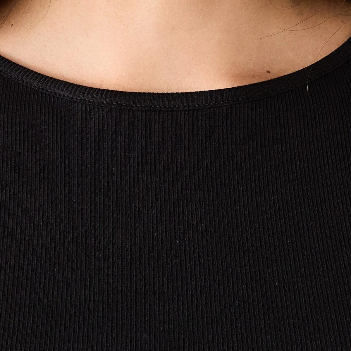 6 Sleeveless Rib Boat Neck Top Black, 6 of 7